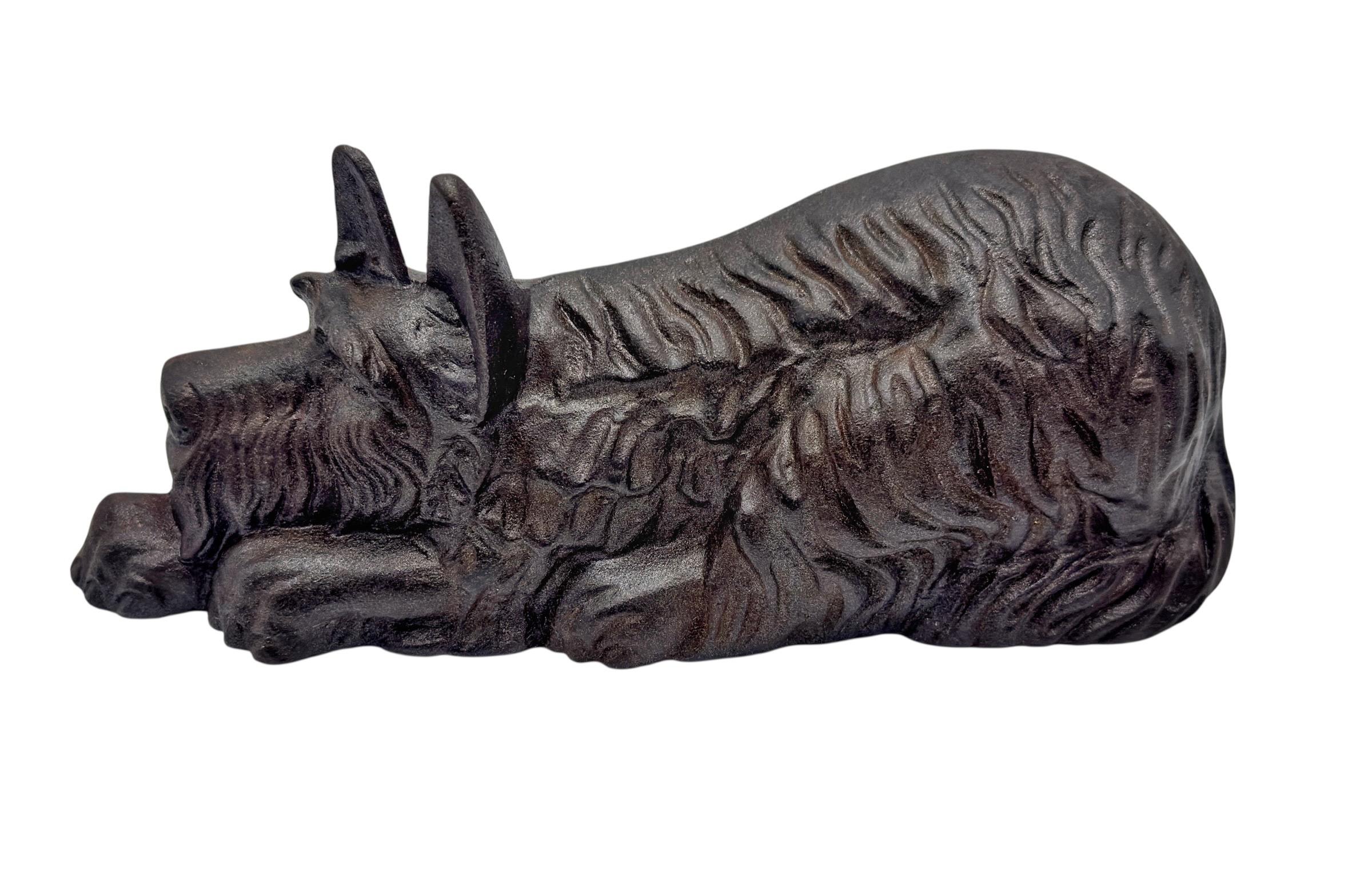 Cast Iron Sleeping Scotty Dog Doorstop, Attributed to Hubley For Sale