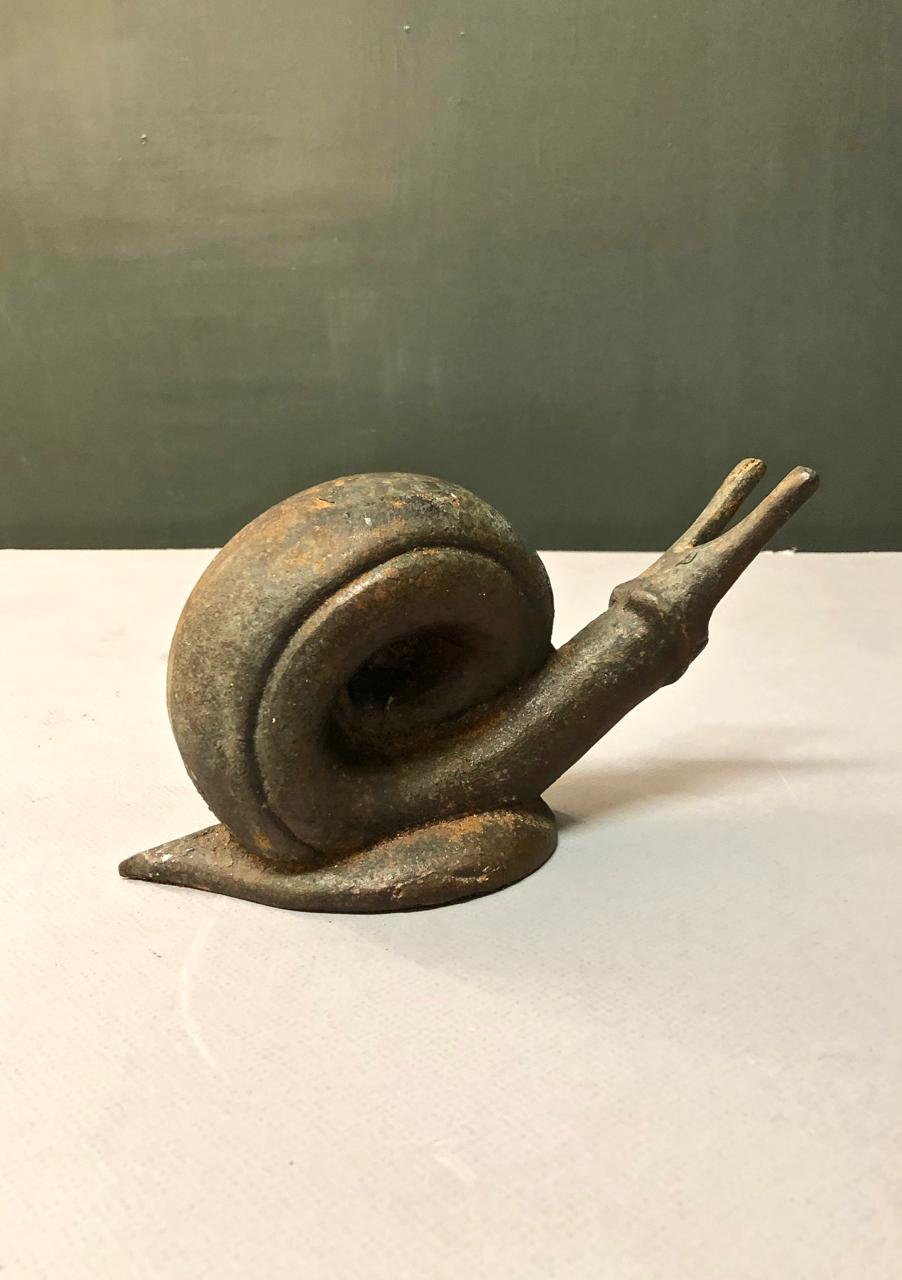 Cast Iron Snail Sculpture In Good Condition In Pasadena, CA