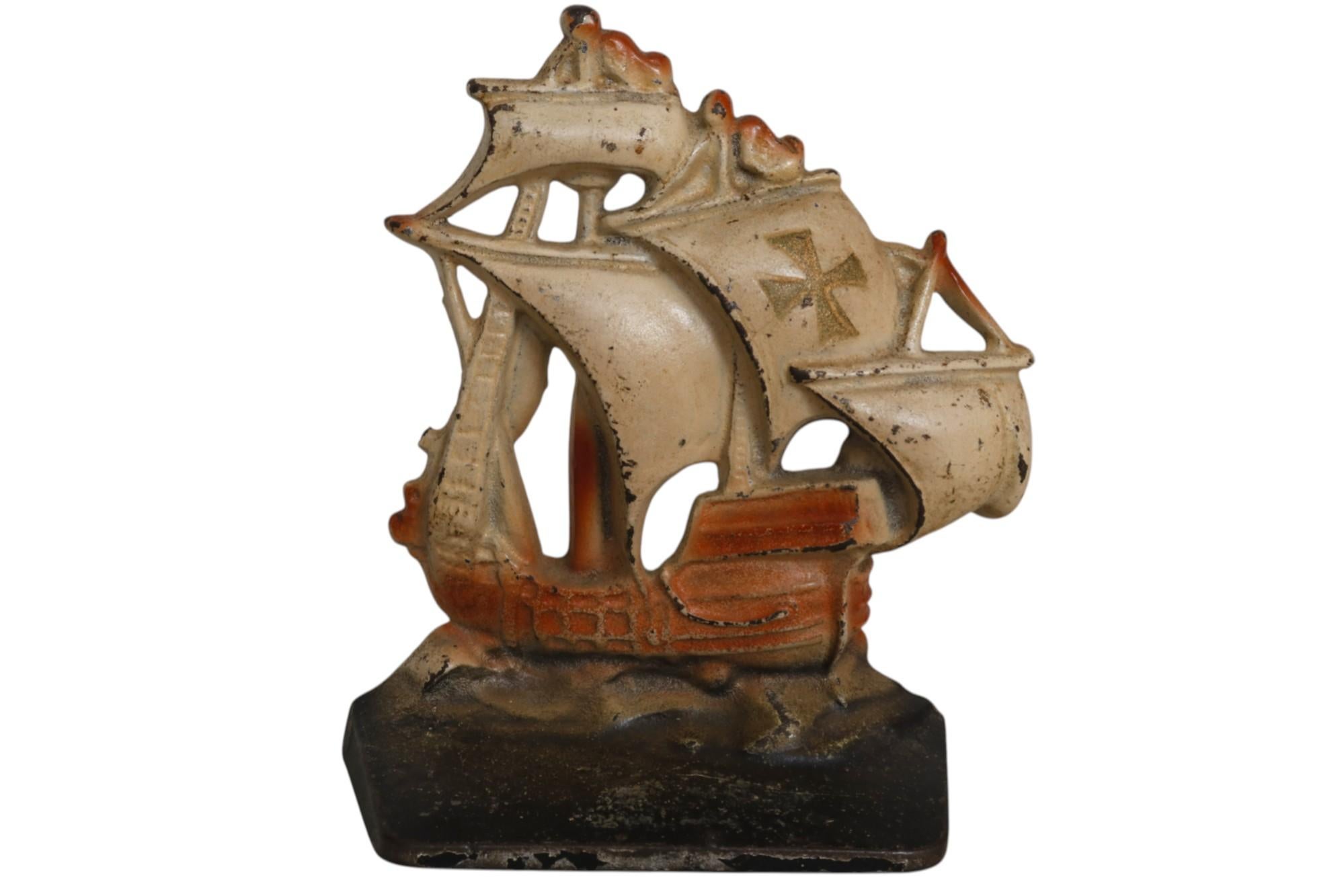 Sujetalibros Galeón Español de Hierro Fundido, Pareja Colonial español en venta