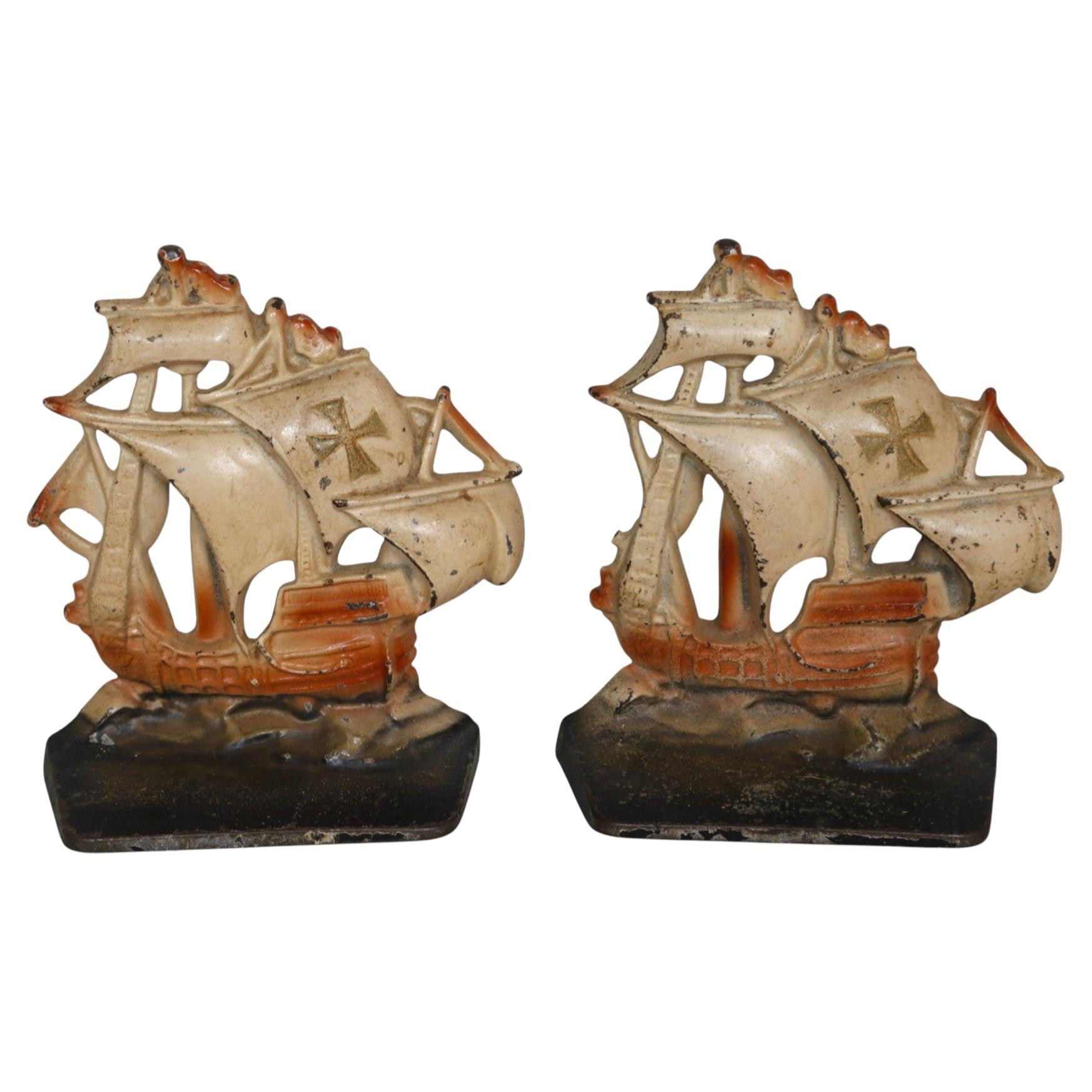 Sujetalibros Galeón Español de Hierro Fundido, Pareja en venta
