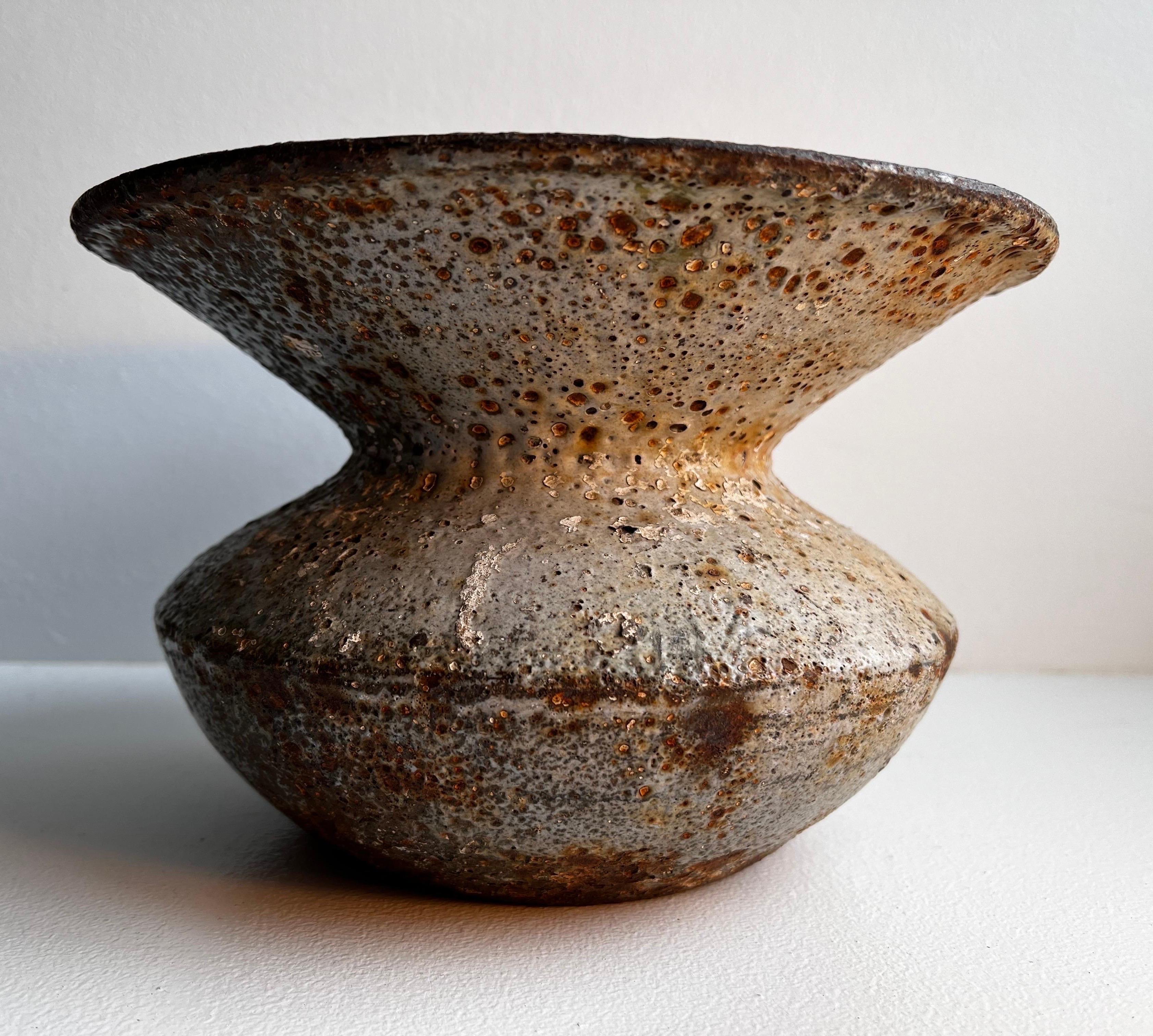 Cast Iron Spittoon with Perfect Volcanic Glaze Patina in the Style of Lucie Rie For Sale 5