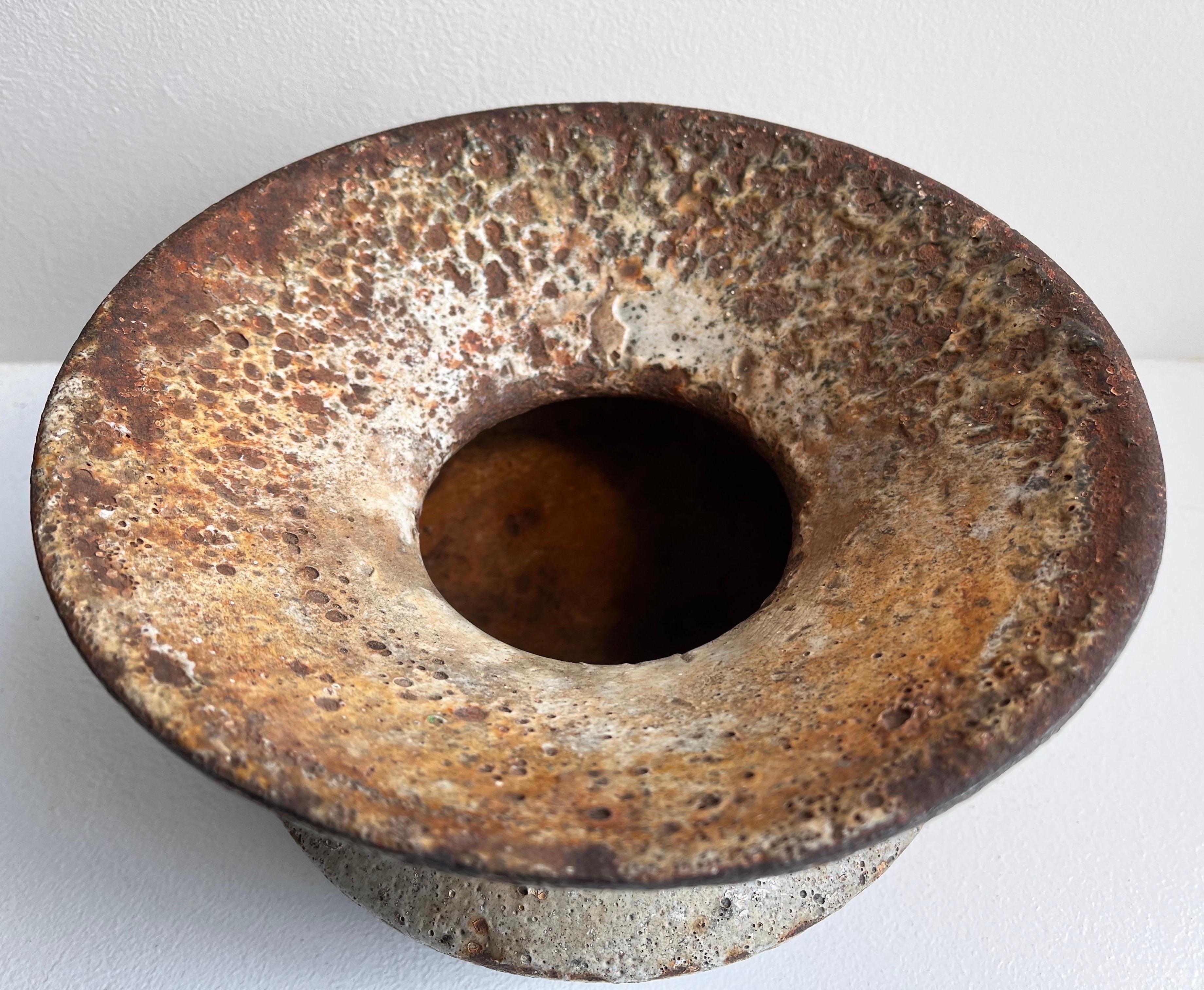 Cast Iron Spittoon with Perfect Volcanic Glaze Patina in the Style of Lucie Rie For Sale 2