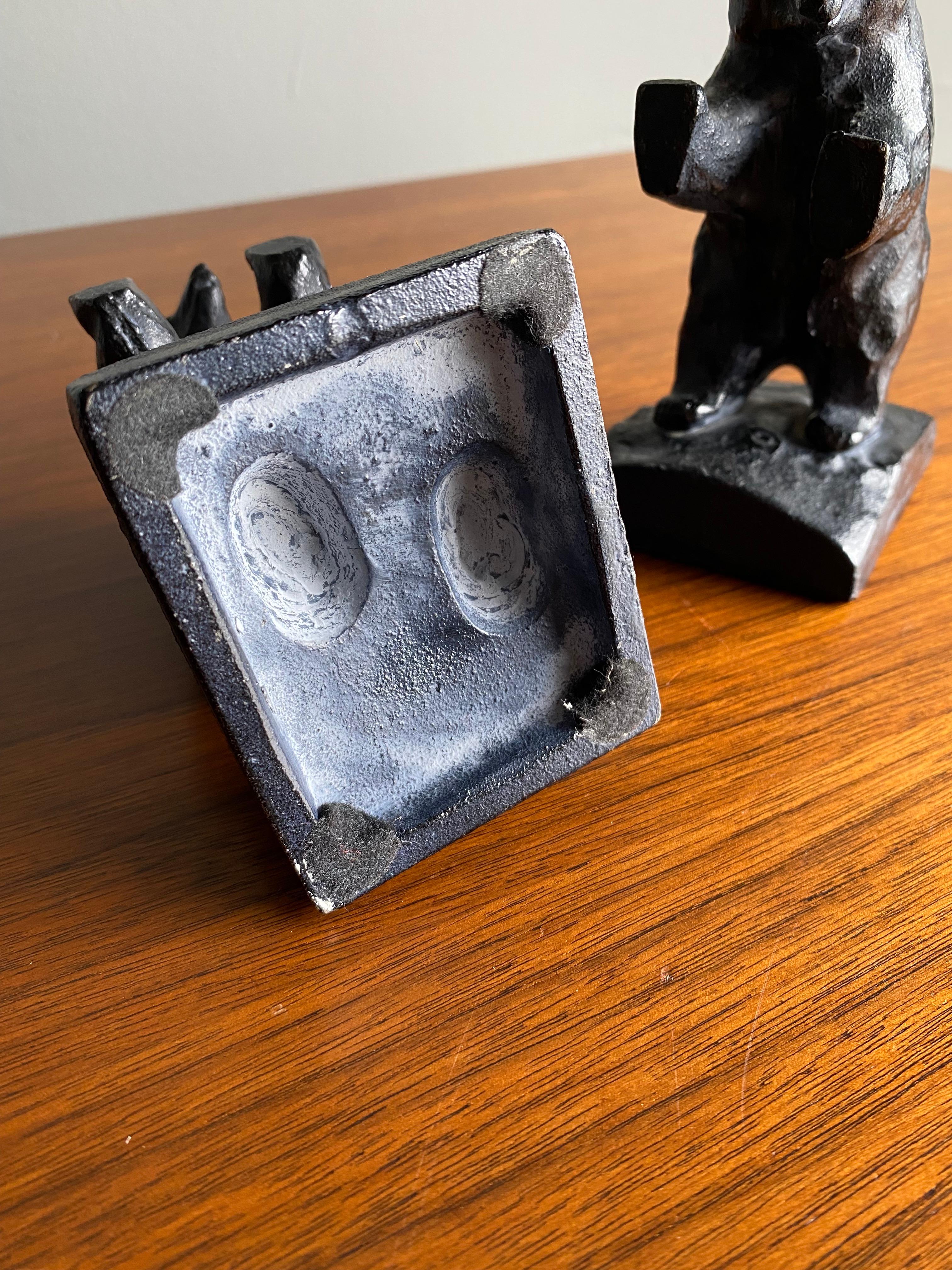Lacquered Cast Iron Standing Bear Bookends
