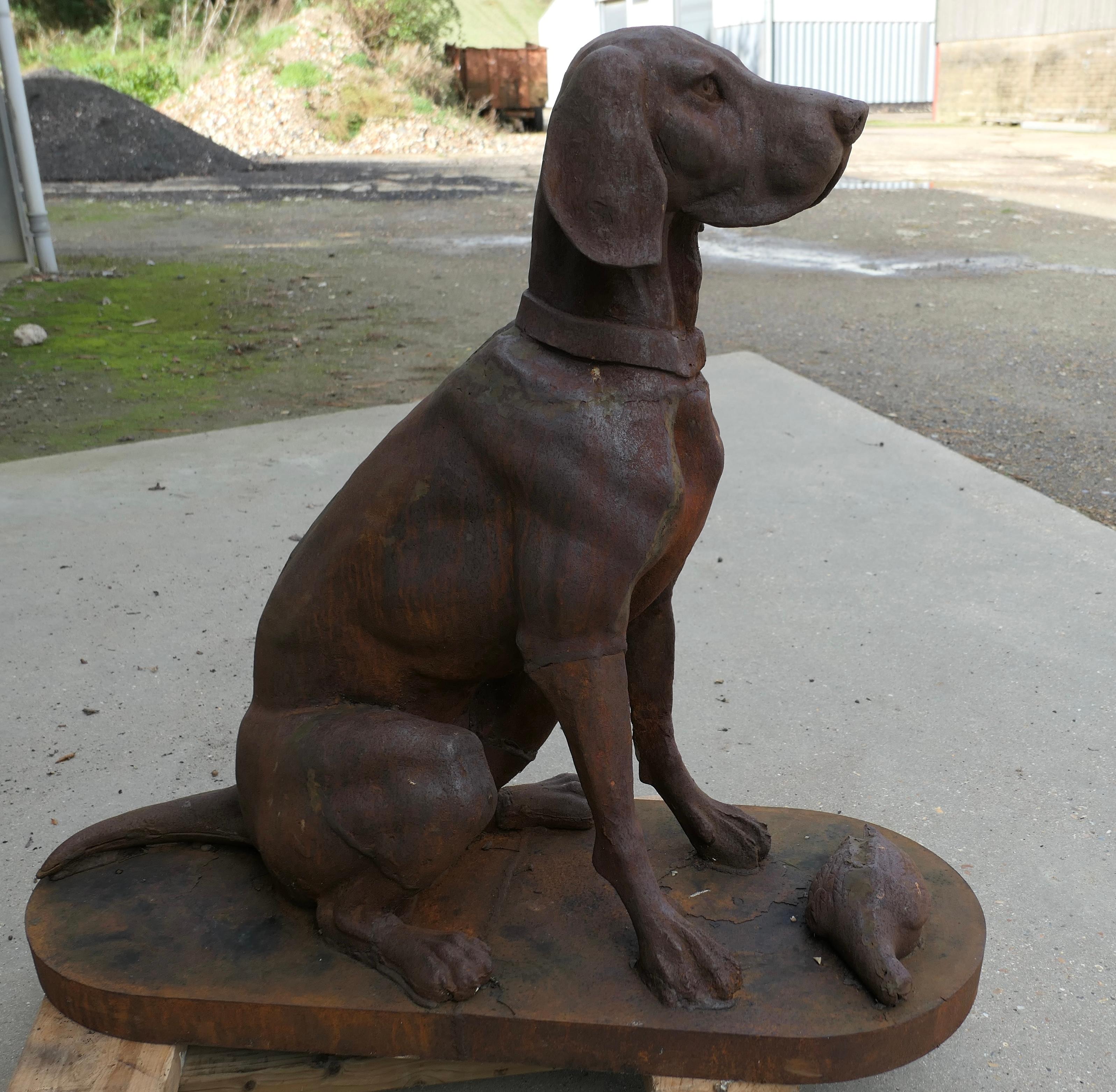 Cast Iron Statue of a Hunting Dog Retrieving a Pheasant   A very proud Chap For Sale 1