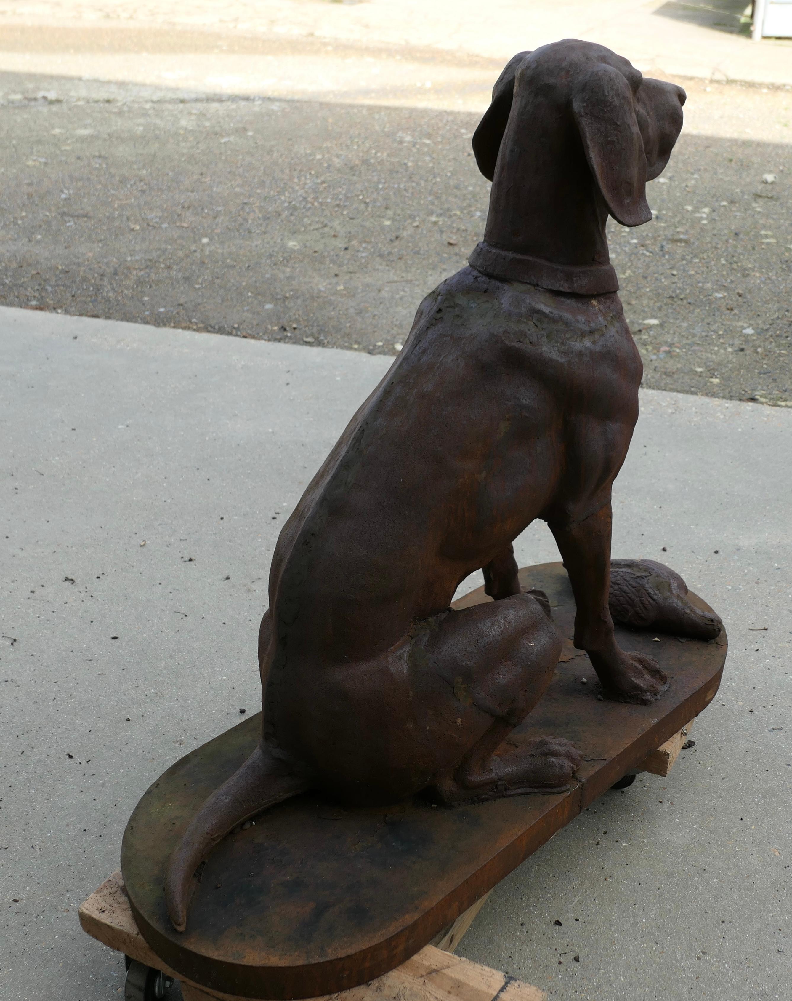Cast Iron Statue of a Hunting Dog Retrieving a Pheasant   A very proud Chap For Sale 2