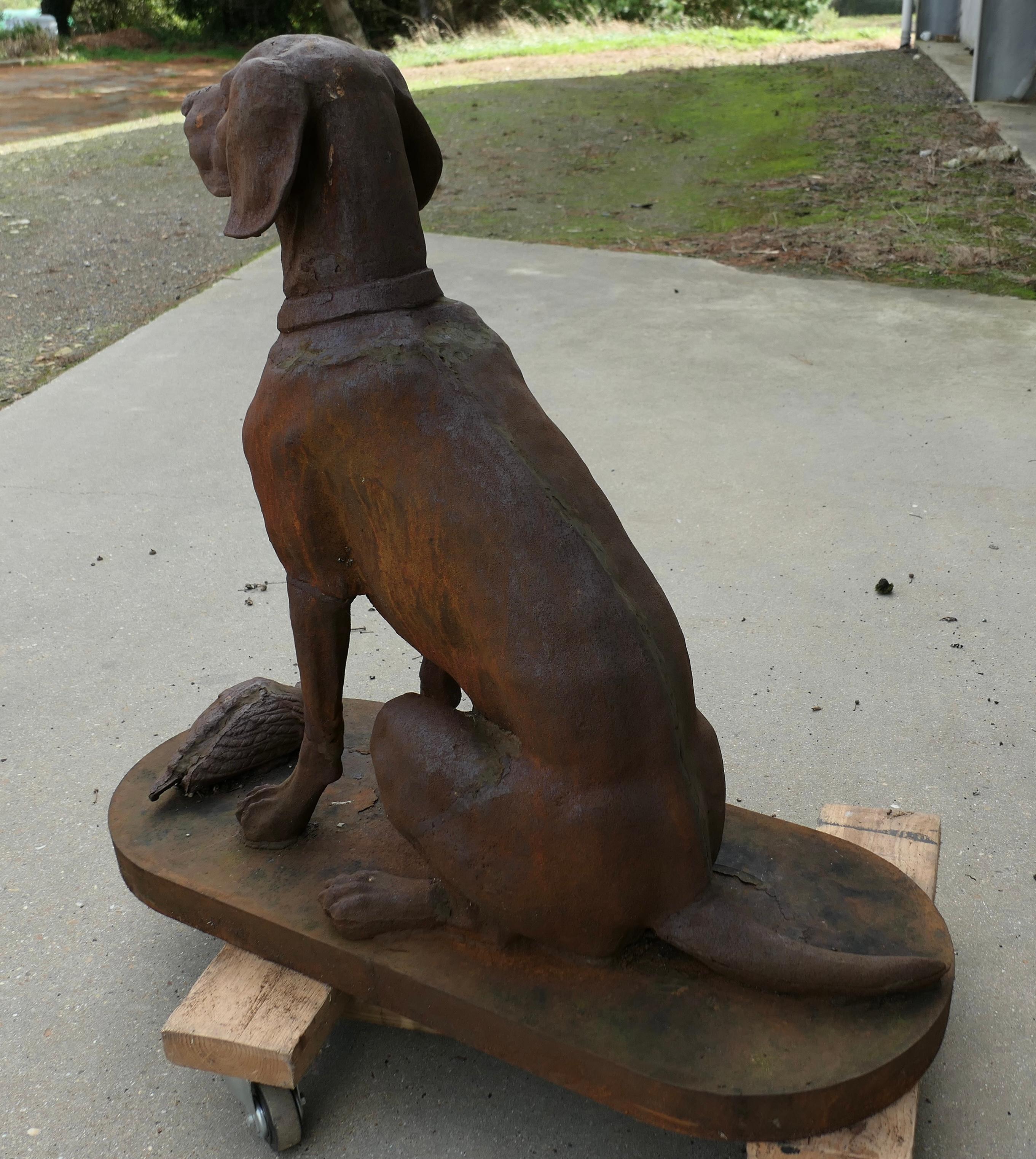 Cast Iron Statue of a Hunting Dog Retrieving a Pheasant   A very proud Chap For Sale 3