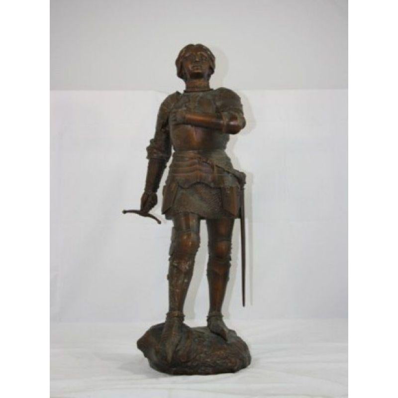 Cast Iron Statue of Joan of Arc, Late 19th Century In Good Condition For Sale In Marseille, FR