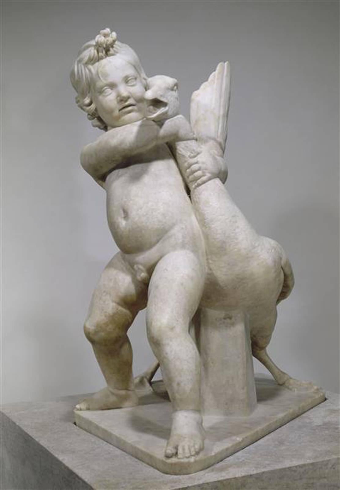 Cast Iron Statue of the Child and the Duck after Mathurin Moreau, 19th Century 3