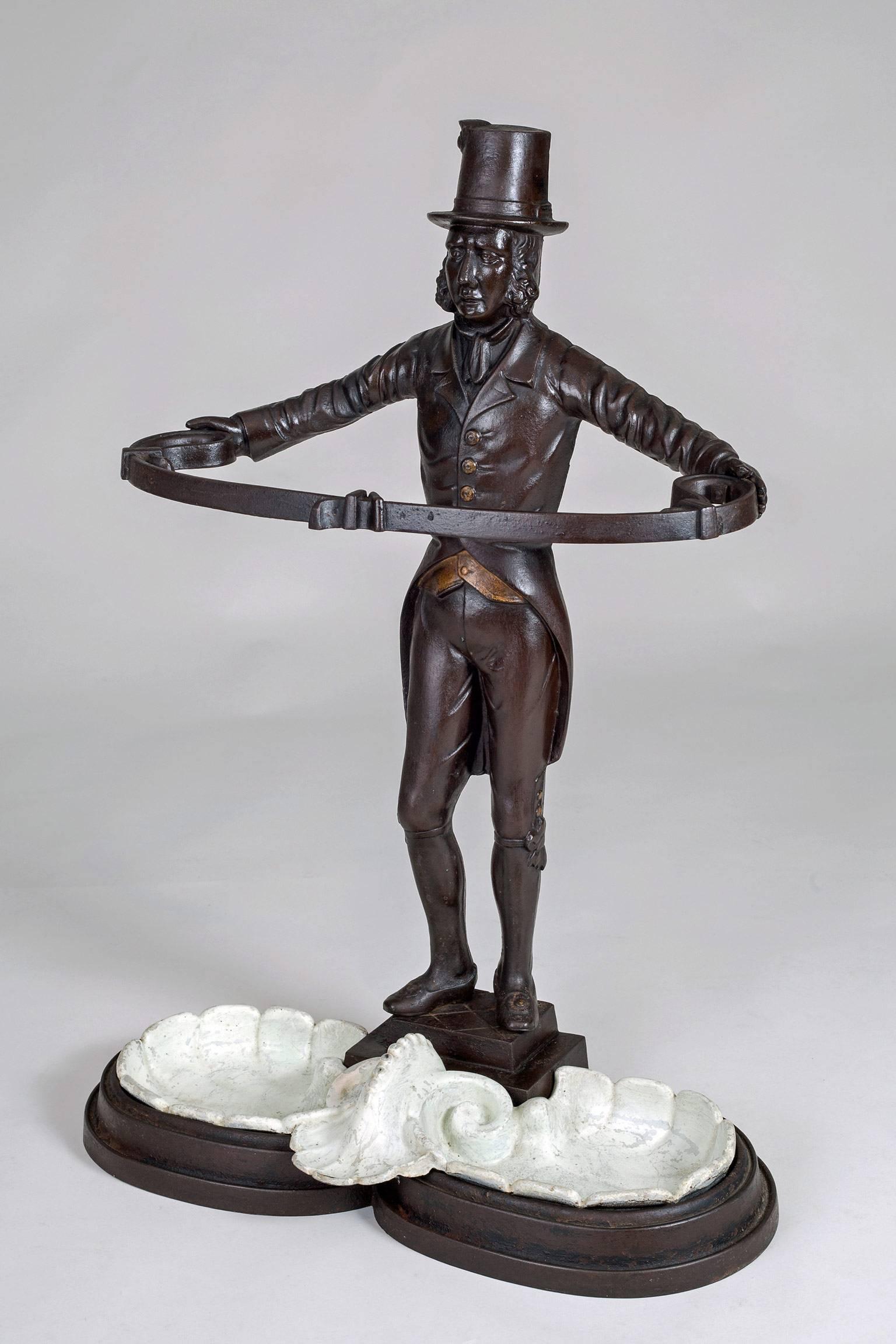 British Cast Iron Stick or Umbrella Stand in the Form of a Footman For Sale