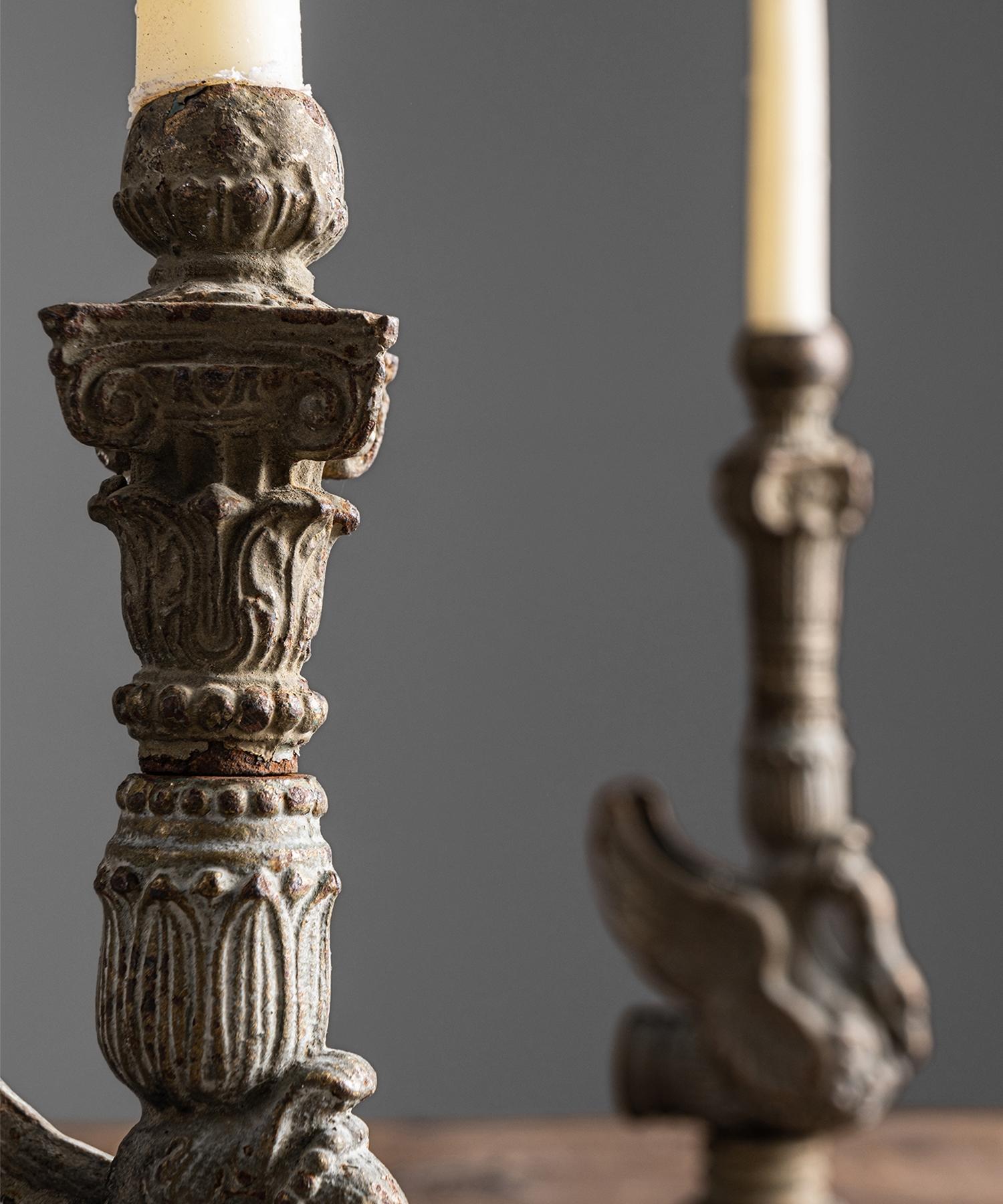 Cast Iron Swan Candle Holders, France, circa 1830 In Good Condition In Culver City, CA