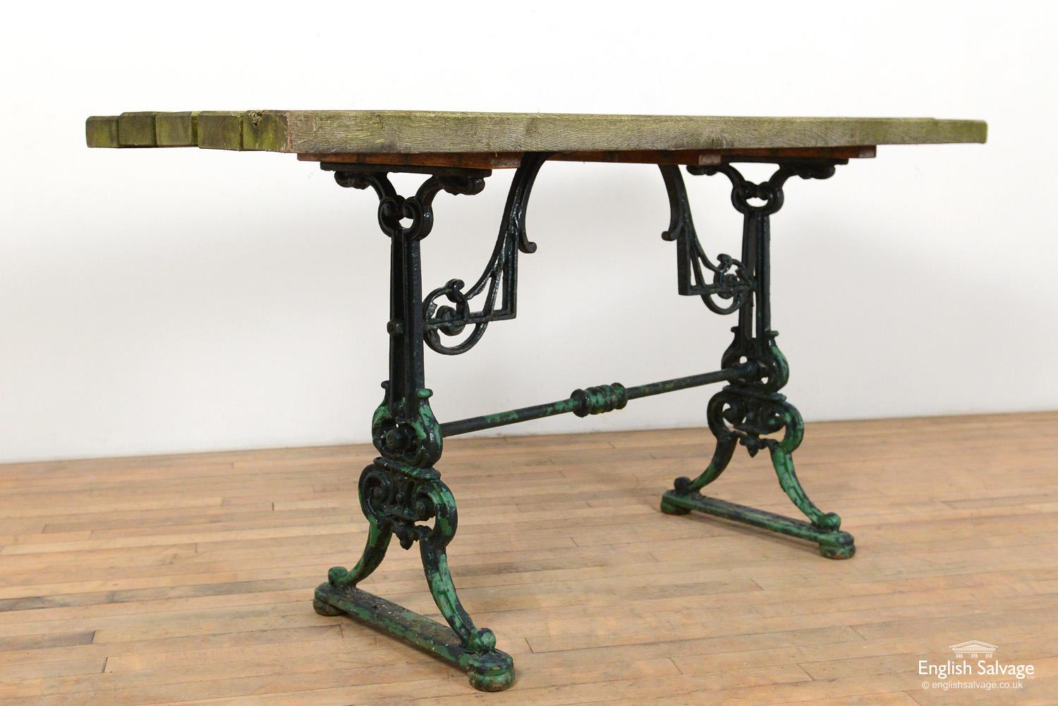 Cast Iron Table Base with Thick Wood Top, 20th Century For Sale 1