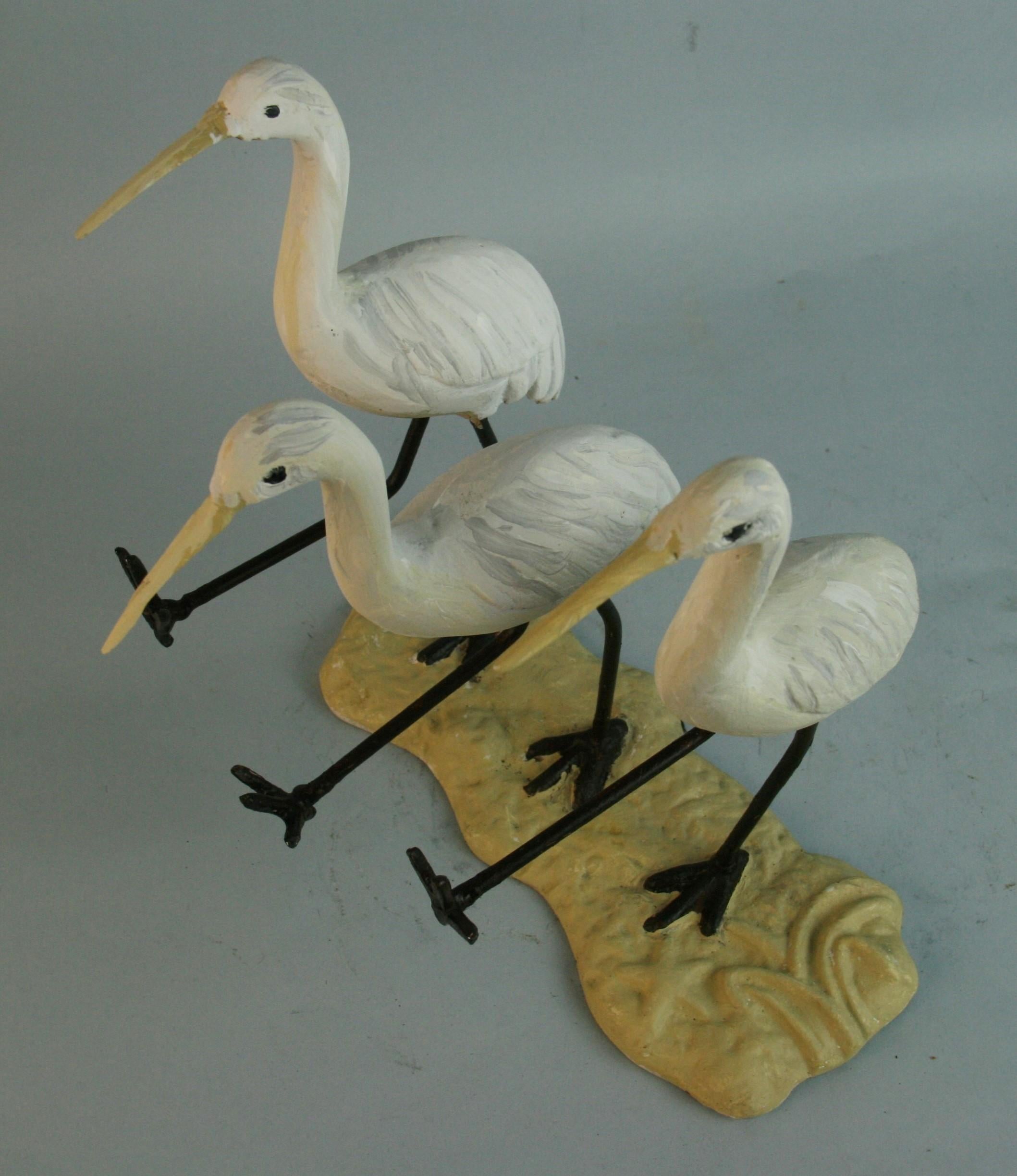 Cast Iron Three Dancing Egrets Sculpture/Garden ornaments 5