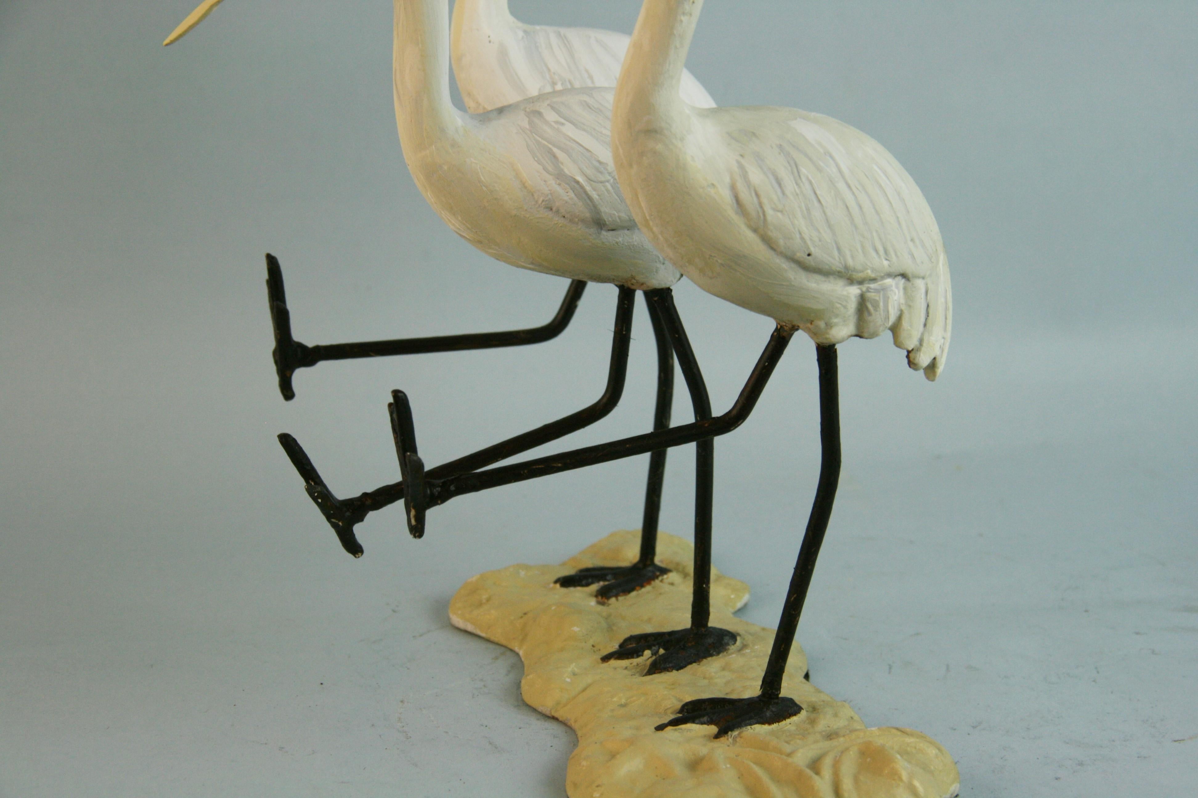 Cast Iron Three Dancing Egrets Sculpture/Garden ornaments 2