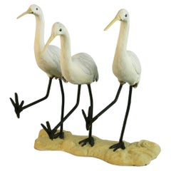 Cast Iron Three Dancing Egrets Sculpture/Garden ornaments