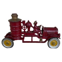 Cast Iron Toy Fire Pumper Truck by Hubley, ca. 1920's All Original Paint