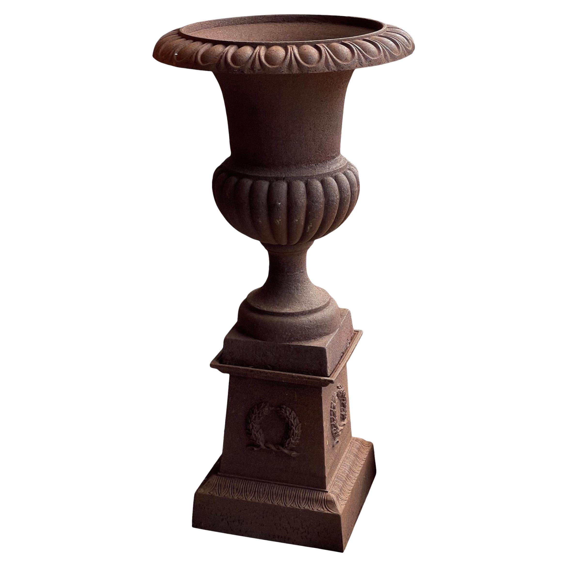 Cast Iron Urn on Pedestal