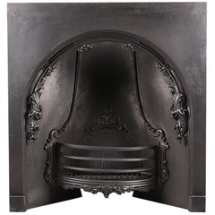 Cast Iron Victorian Antique Arched Fireplace Insert, Mid-19th Century