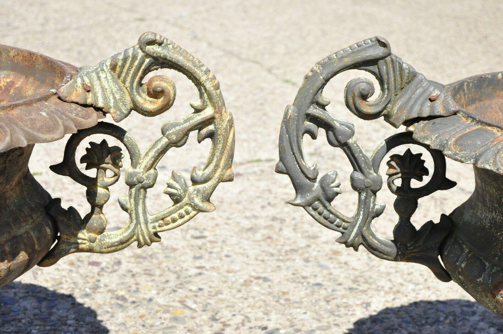 Cast Iron Victorian Style Vrn Form Garden Planters with Handles - a pair For Sale 5