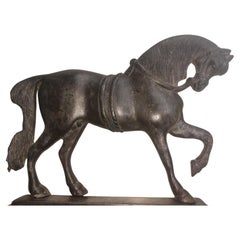 Cast Iron Vintage Door Stop of a Prancing Horse C1920