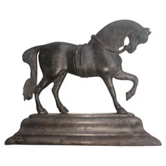Cast Iron Used Door Stop of a Prancing Horse C1920