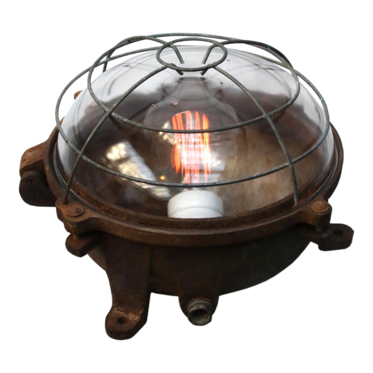 Wall or ceiling scone
Gray cast iron with clear glass

For use inside

Weight: 5.40 kg / 11.9 lb

Priced per individual item. All lamps have been made suitable by international standards for incandescent light bulbs, energy-efficient and LED