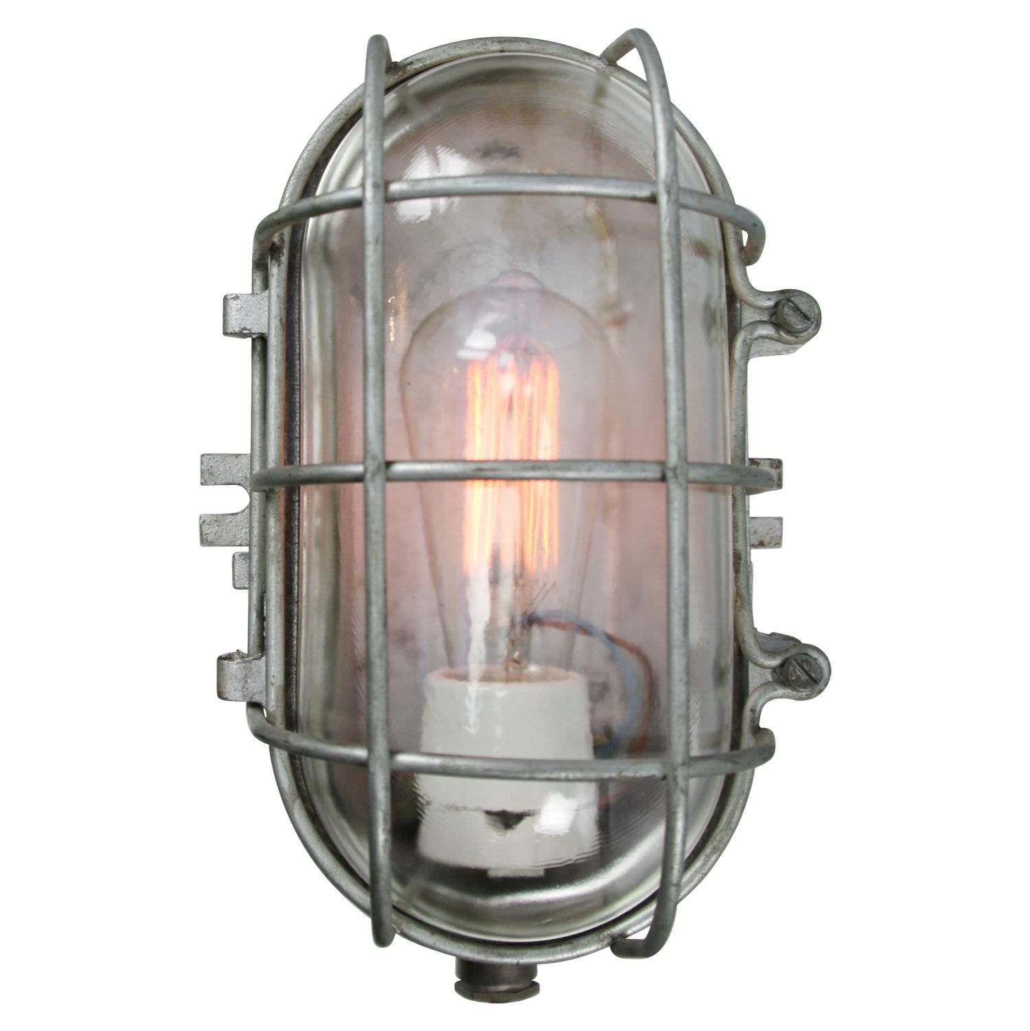 Dutch Cast Iron Vintage Industrial Clear Glass Wall Lamp Scone