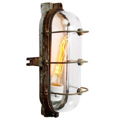 Cast Iron Vintage Industrial Clear Glass Wall Lamp Scone