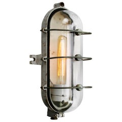 Industrielle Vintage-Wandleuchten aus Gusseisen mit klarem Glas