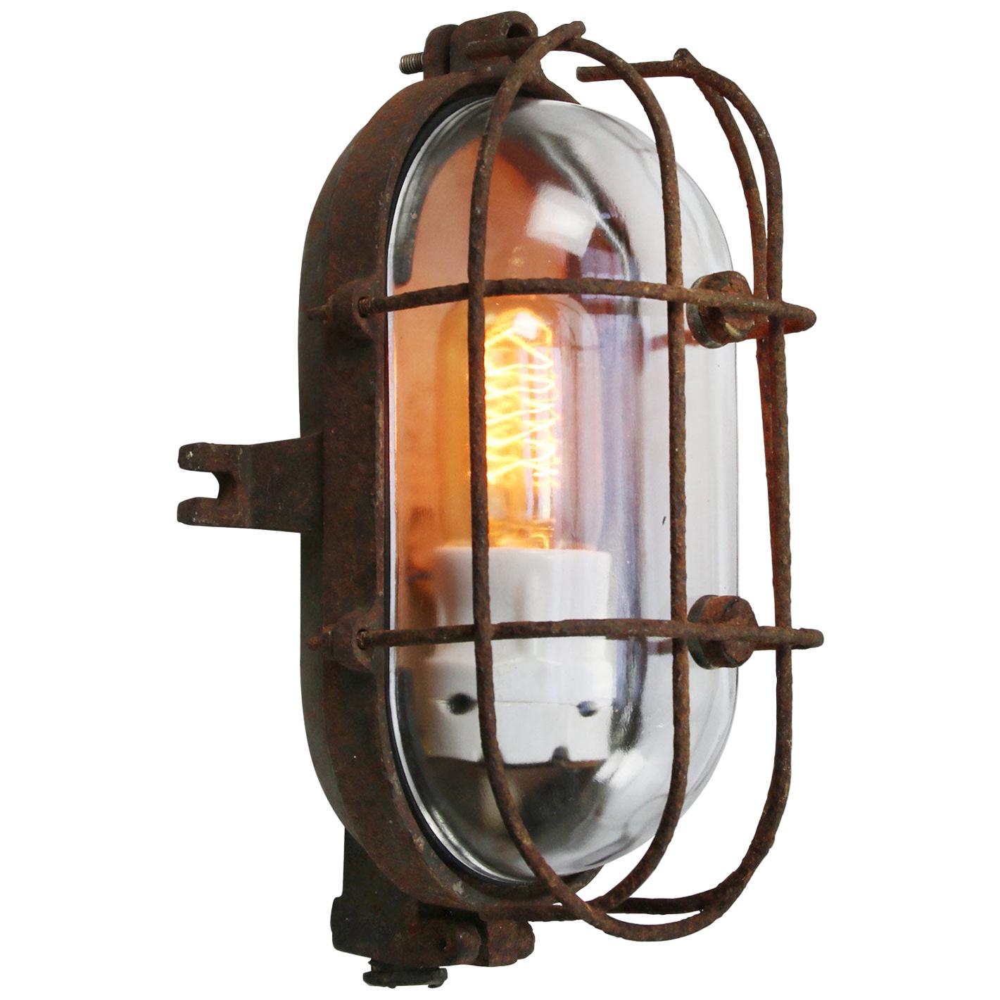 Cast Iron Vintage Industrial Clear Glass Wall Lamp Scones