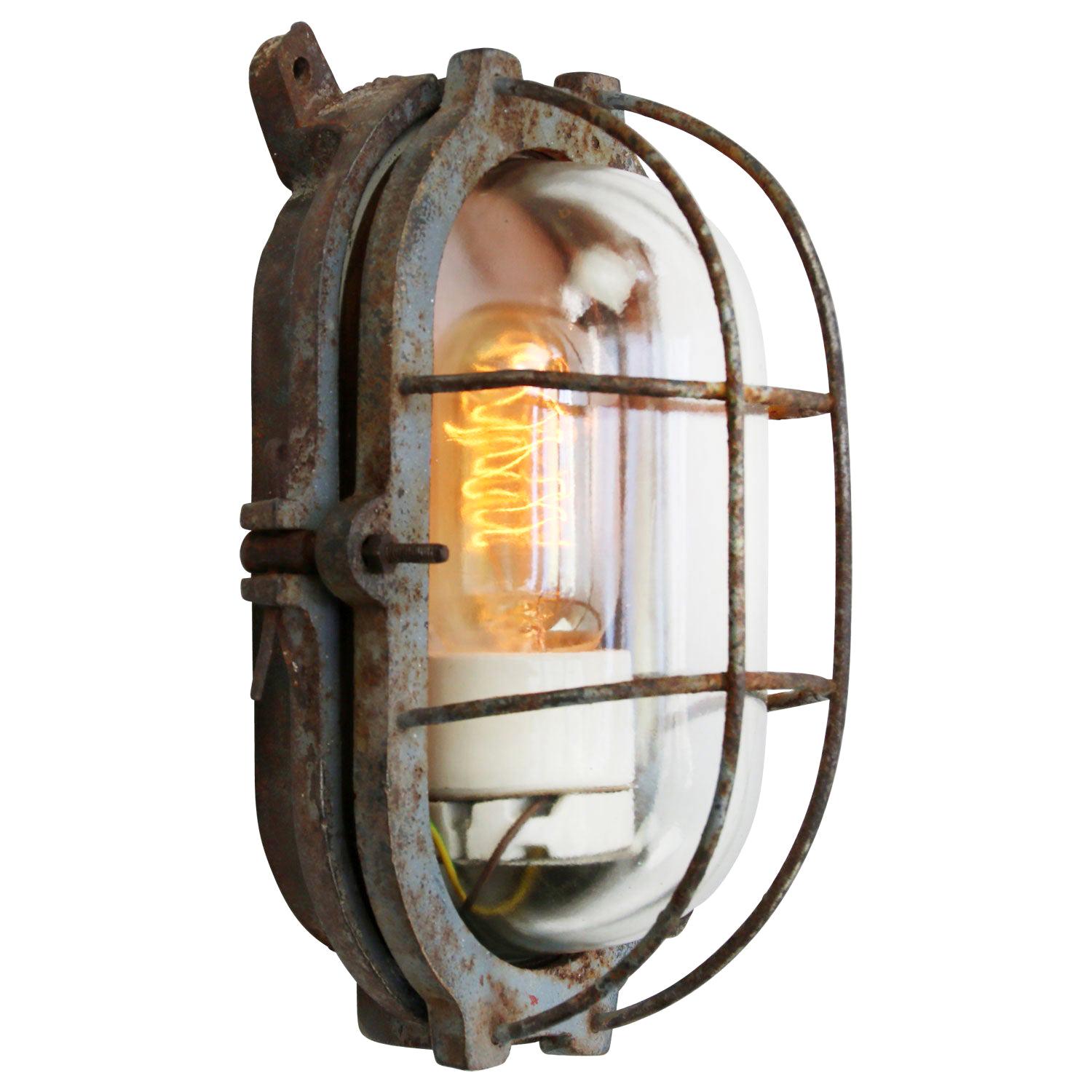 Cast Iron Vintage Industrial Clear Glass Wall Lamps Scones