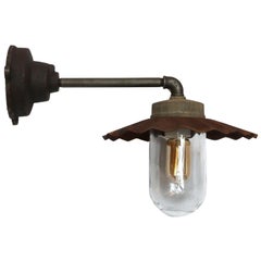 Cast Iron Vintage Industrial Rust Shade Clear Glass Wall Lights