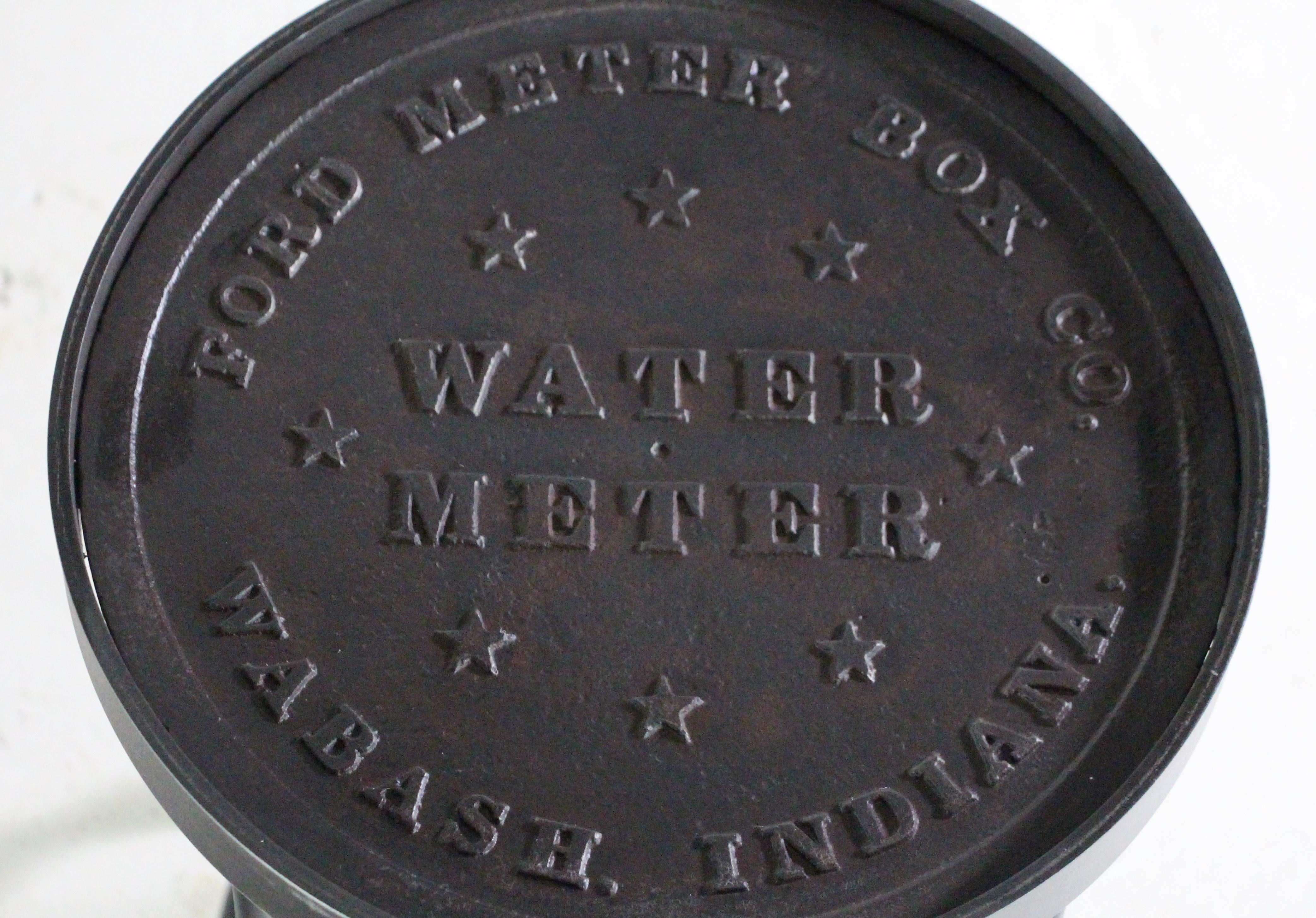 Industrial Cast Iron Water Meter Side or Telephone Table Planter Round