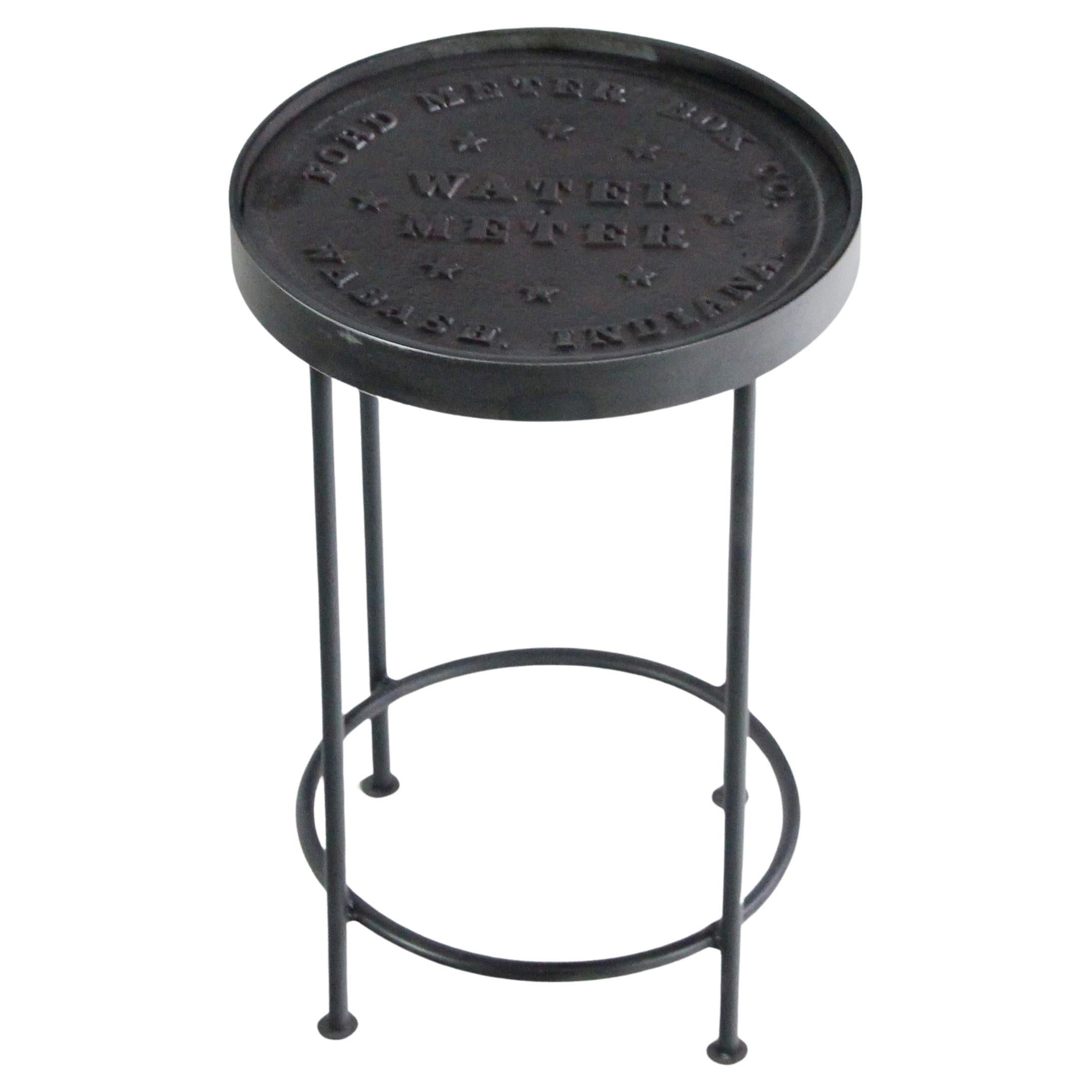 Cast Iron Water Meter Side or Telephone Table Planter Round
