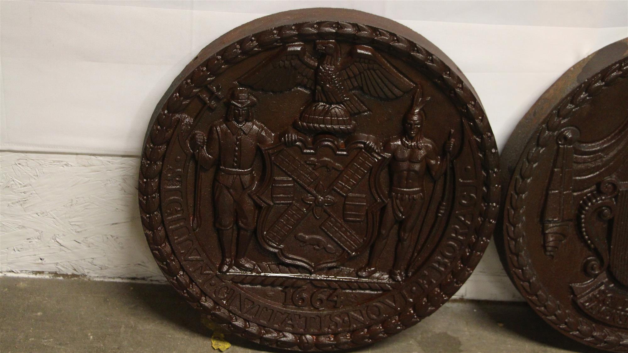 Mid-20th Century Cast Iron West Side Highway Roundel Medallion Seal Set