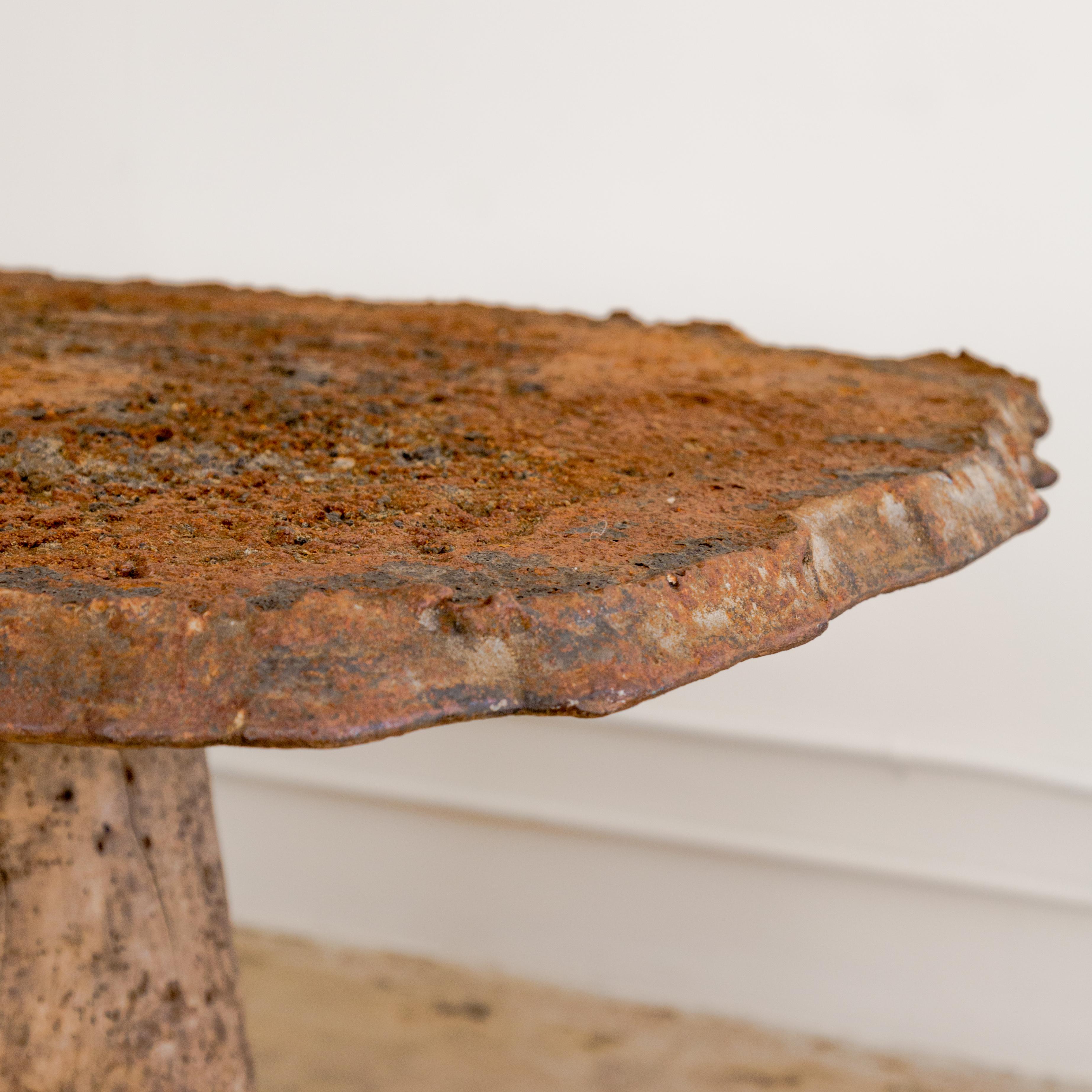 Cast Iron + Wood Stump Gueridon Table For Sale 5
