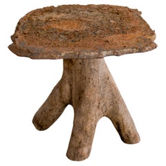 Vintage Cast Iron + Wood Stump Gueridon Table