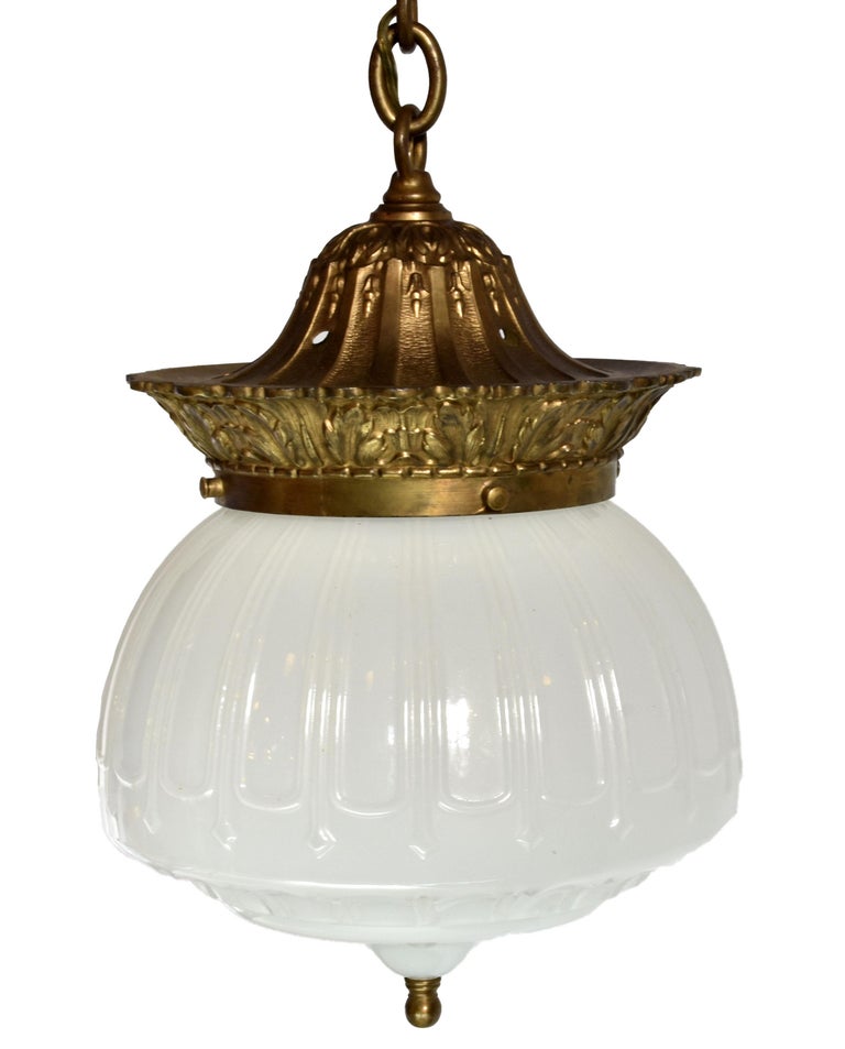 Cast Lead Empire Pendant with Shade at 1stDibs