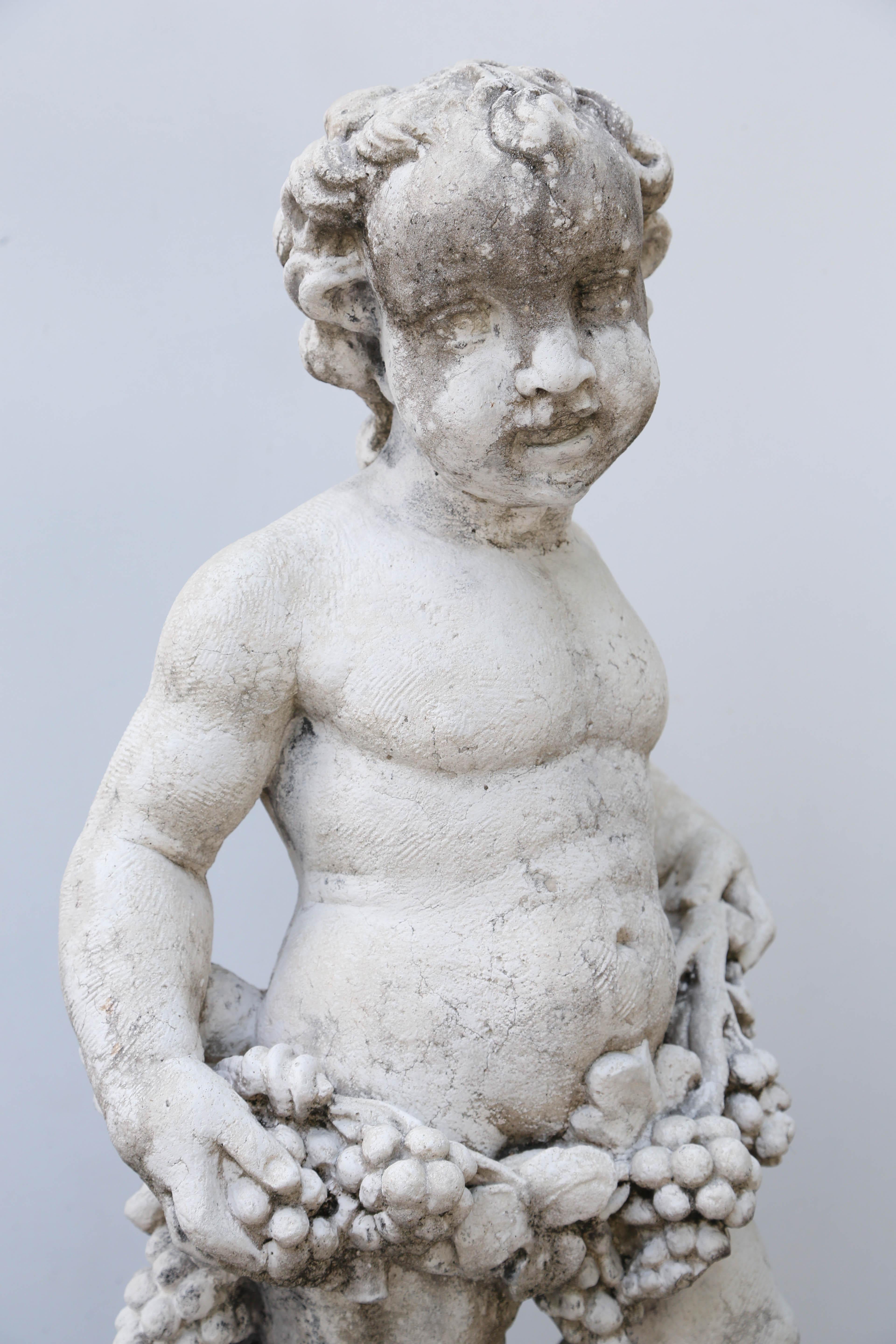 Italian Cast Limestone Cherub Statue