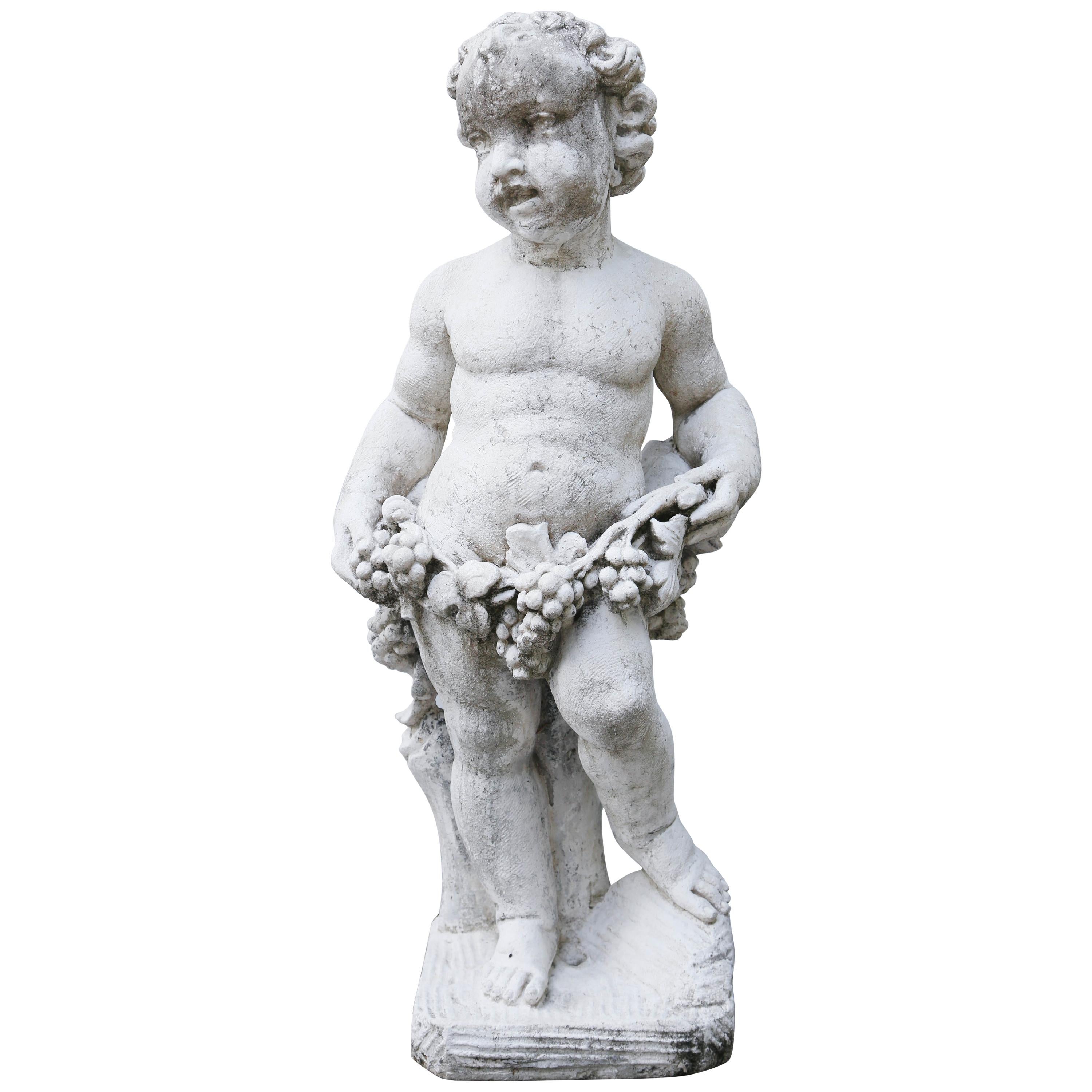 Cast Limestone Cherub Statue