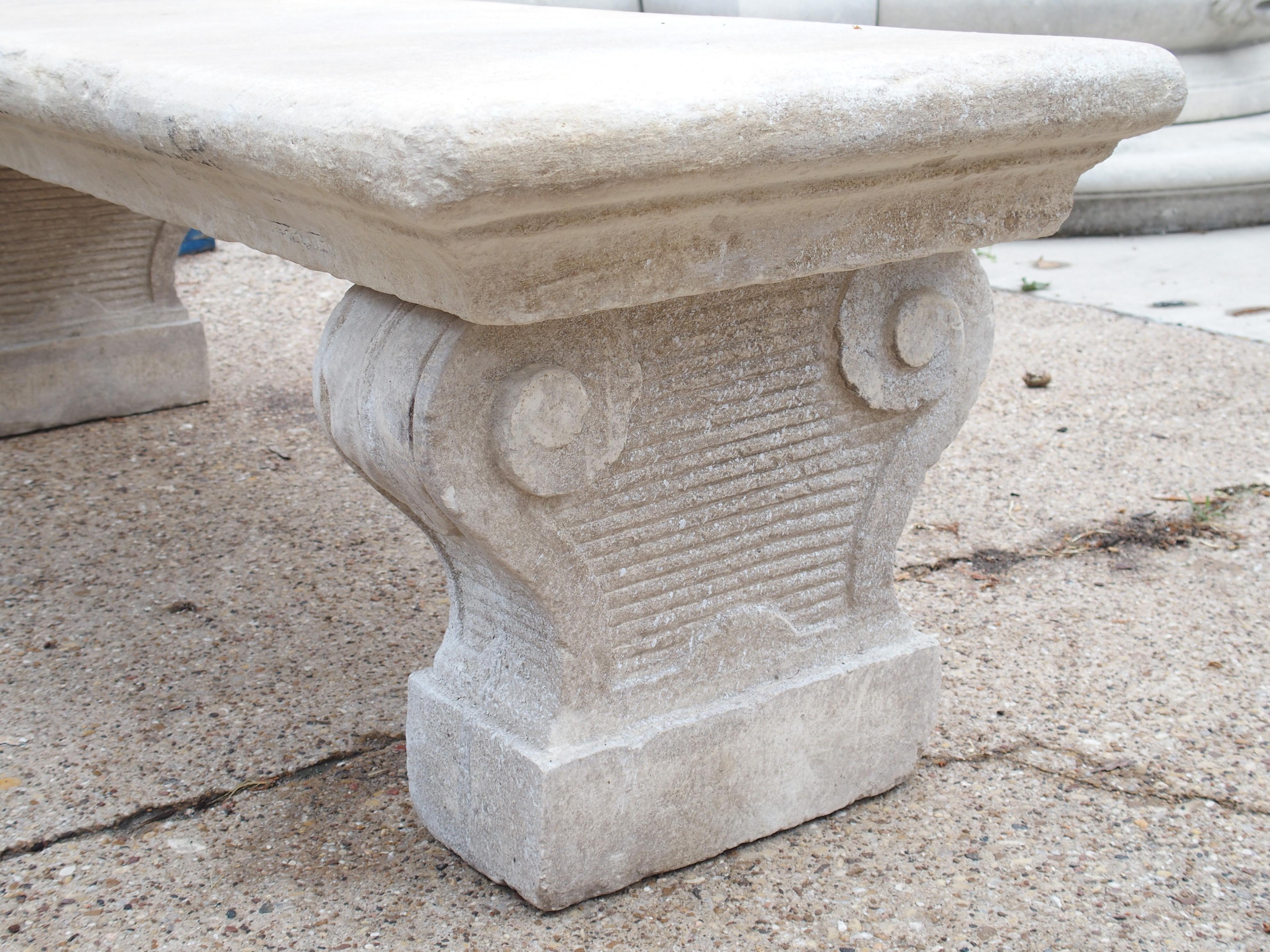 Italian Cast Limestone Garden Bench from Southern Italy