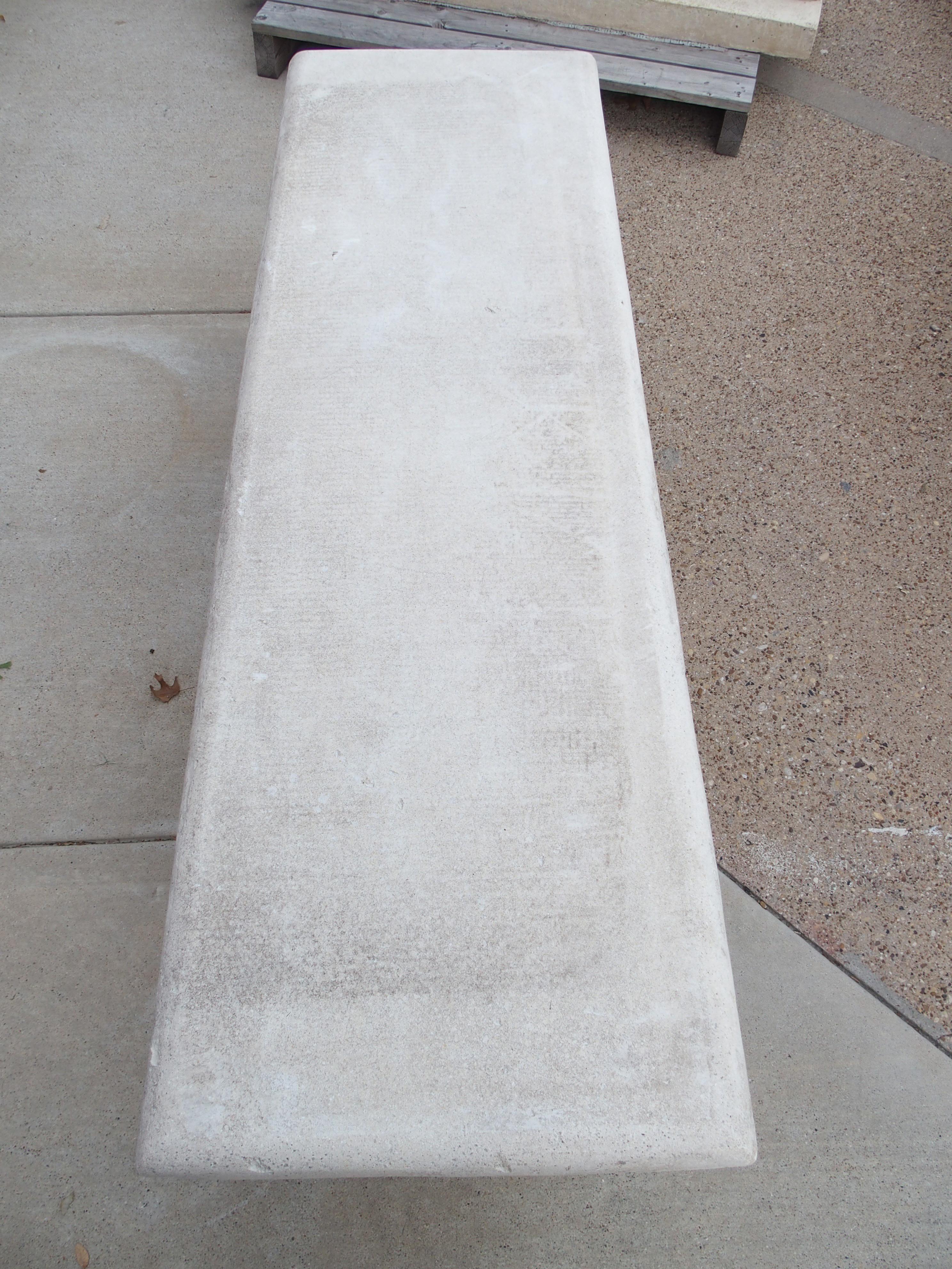 Contemporary Cast Limestone Garden Bench from Southern Italy