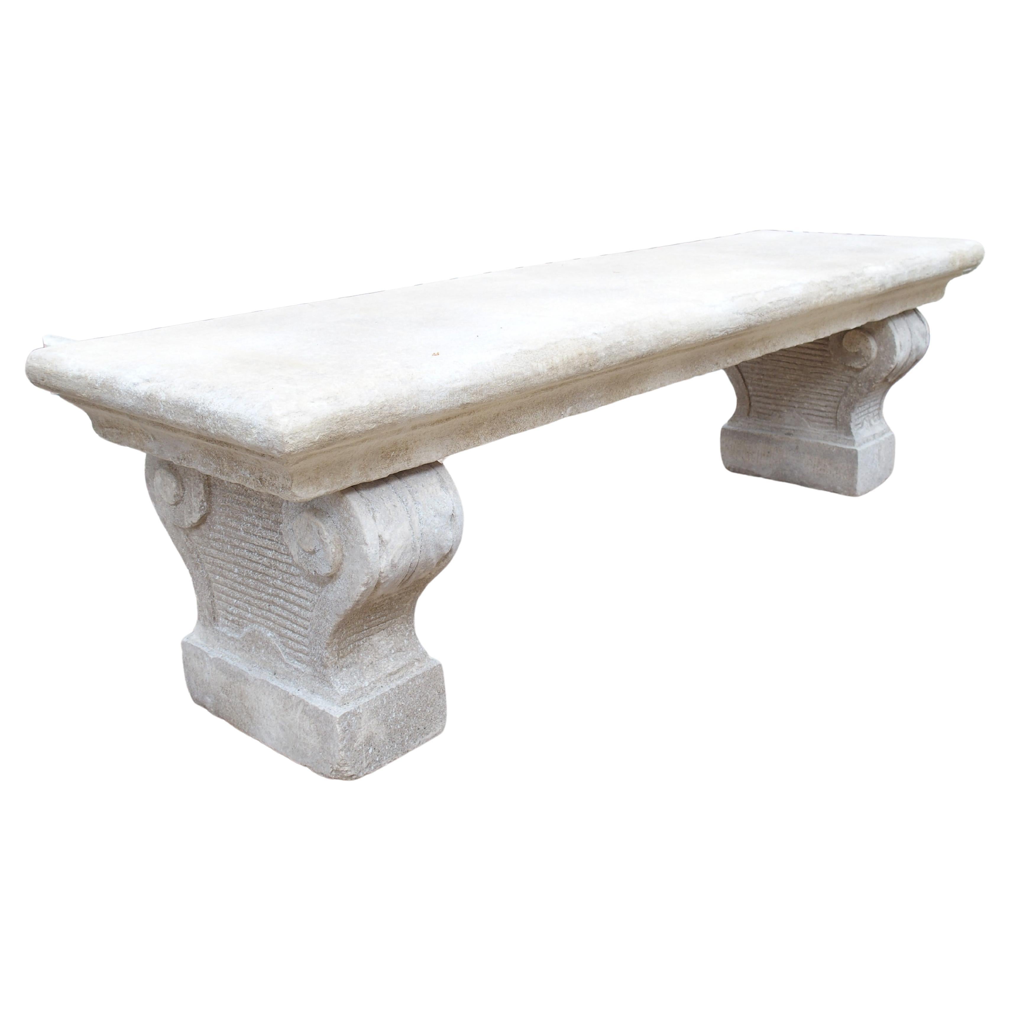 Cast Limestone Garden Bench from Southern Italy