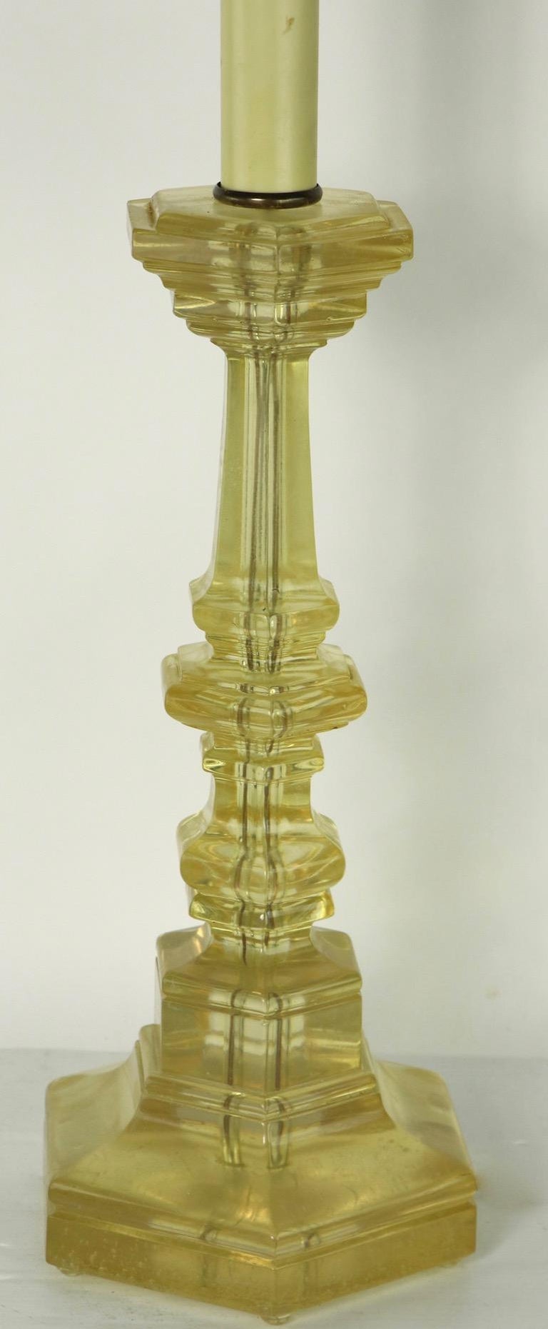 Cast Lucite Candlestick Table Lamp by Dorothy Thorpe For Sale at 1stDibs