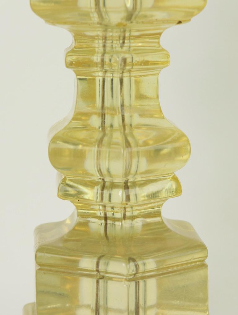 American Cast Lucite Candlestick Table Lamp by Dorothy Thorpe For Sale