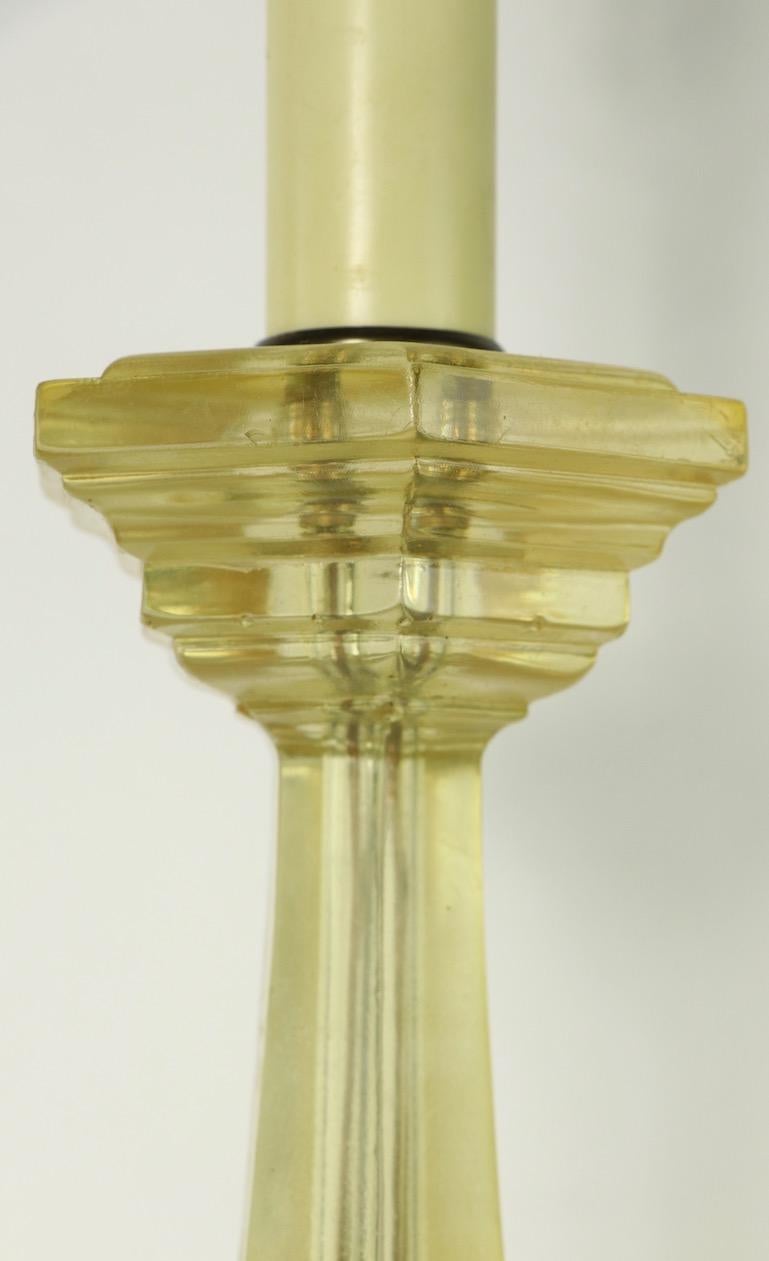 Cast Lucite Candlestick Table Lamp by Dorothy Thorpe In Good Condition For Sale In New York, NY