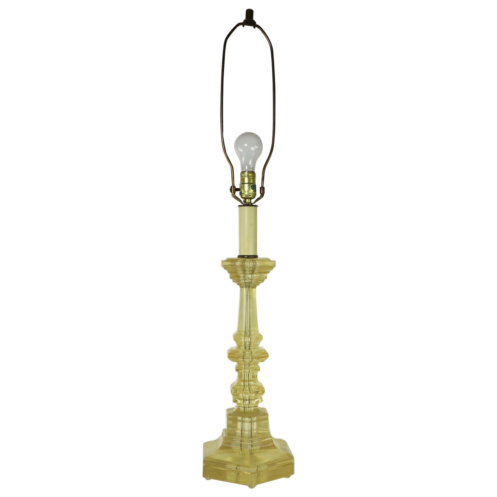 Cast Lucite Candlestick Table Lamp by Dorothy Thorpe For Sale