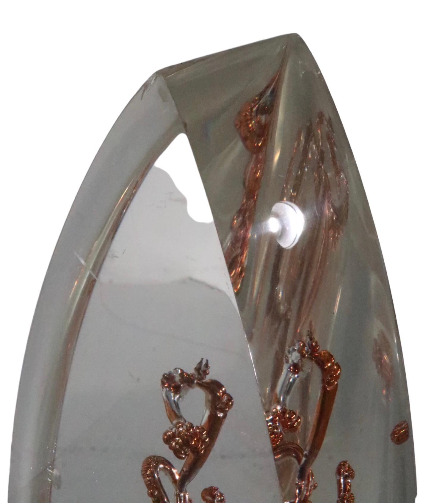 Cast Lucite with Internal Bronze Colored Form c 1970/1980's 5