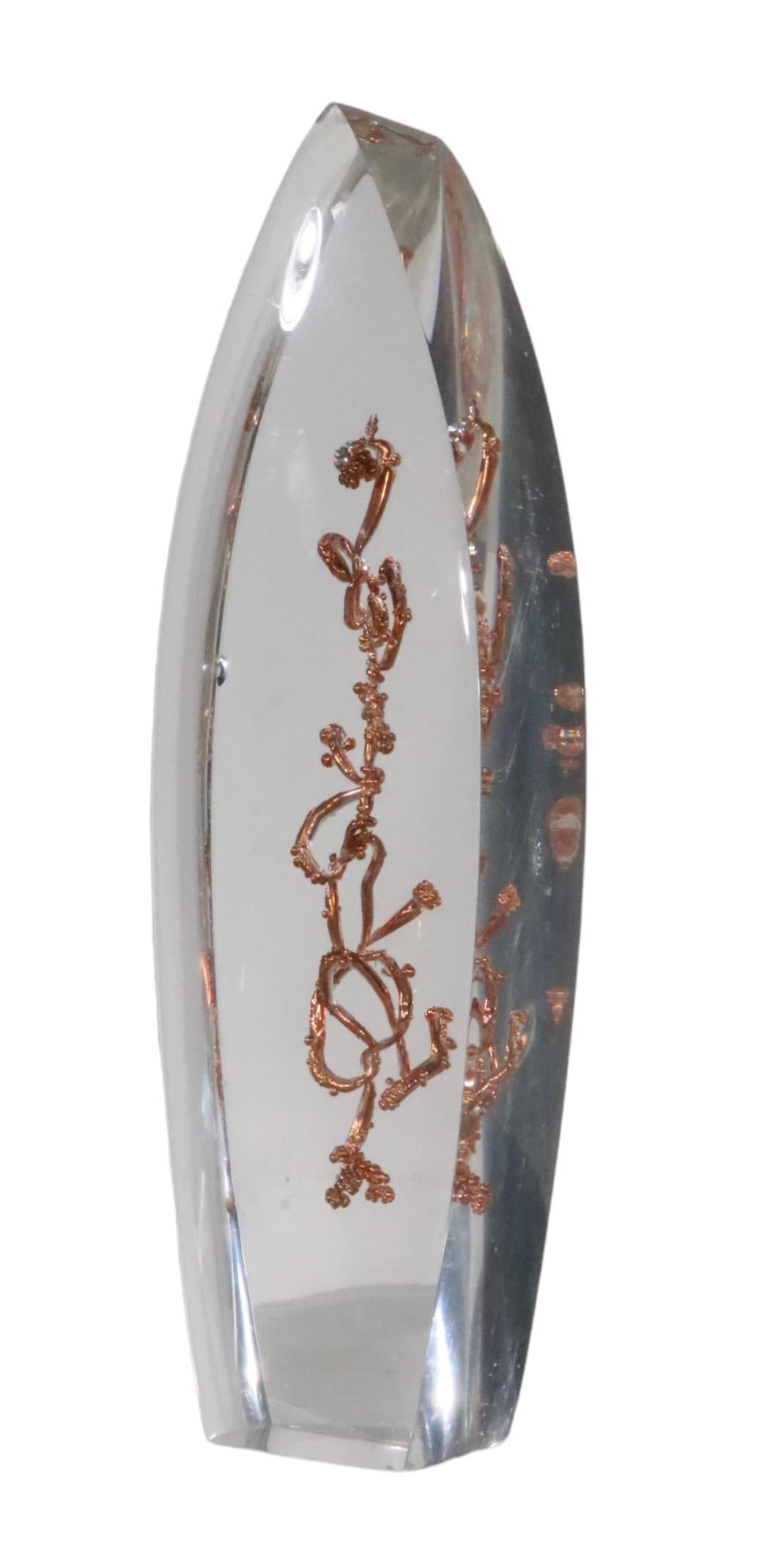 Cast Lucite with Internal Bronze Colored Form c 1970/1980's In Good Condition In New York, NY