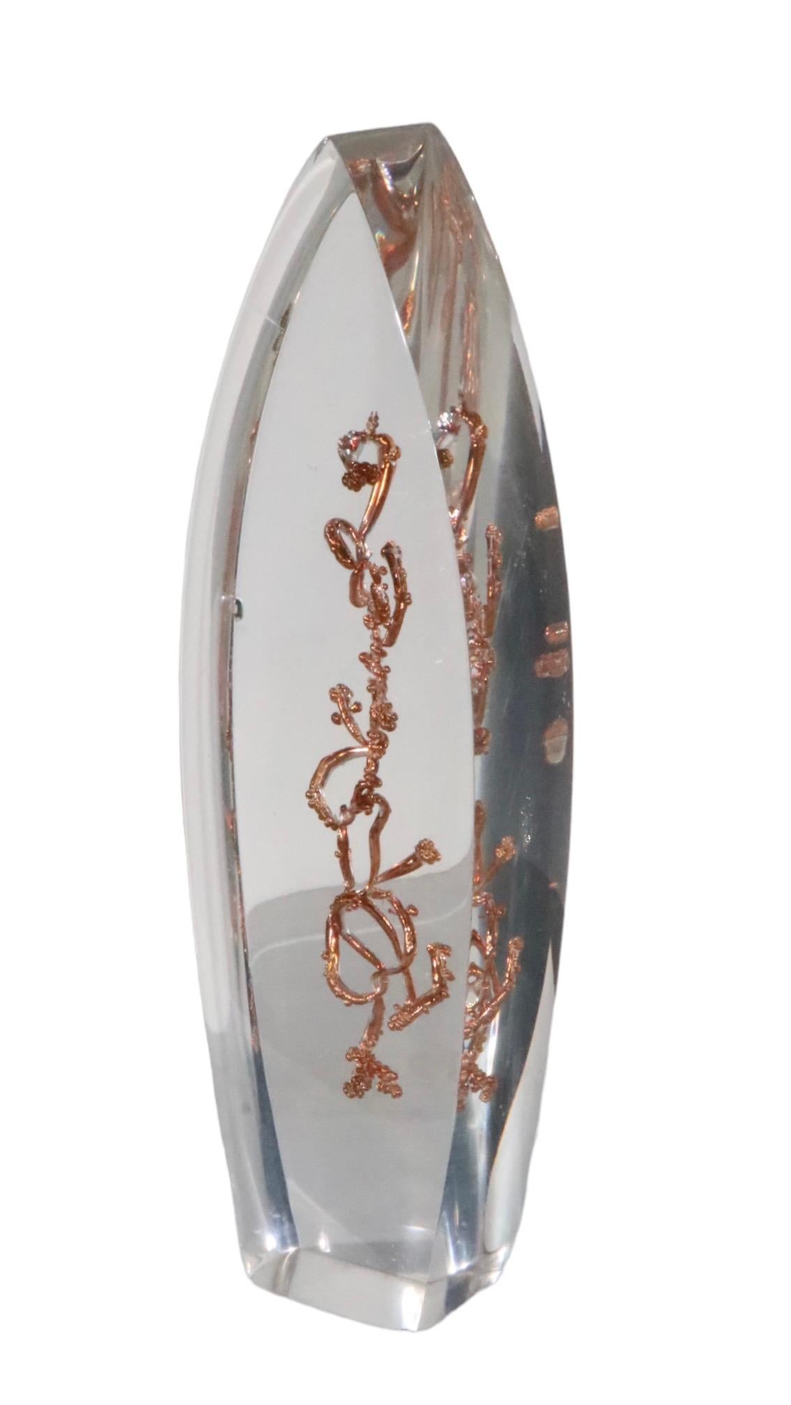 Cast Lucite with Internal Bronze Colored Form c 1970/1980's 1