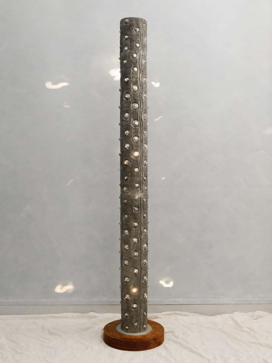 Modern Cast Aluminium Floor Lamp, 90's French design functional sculpture For Sale